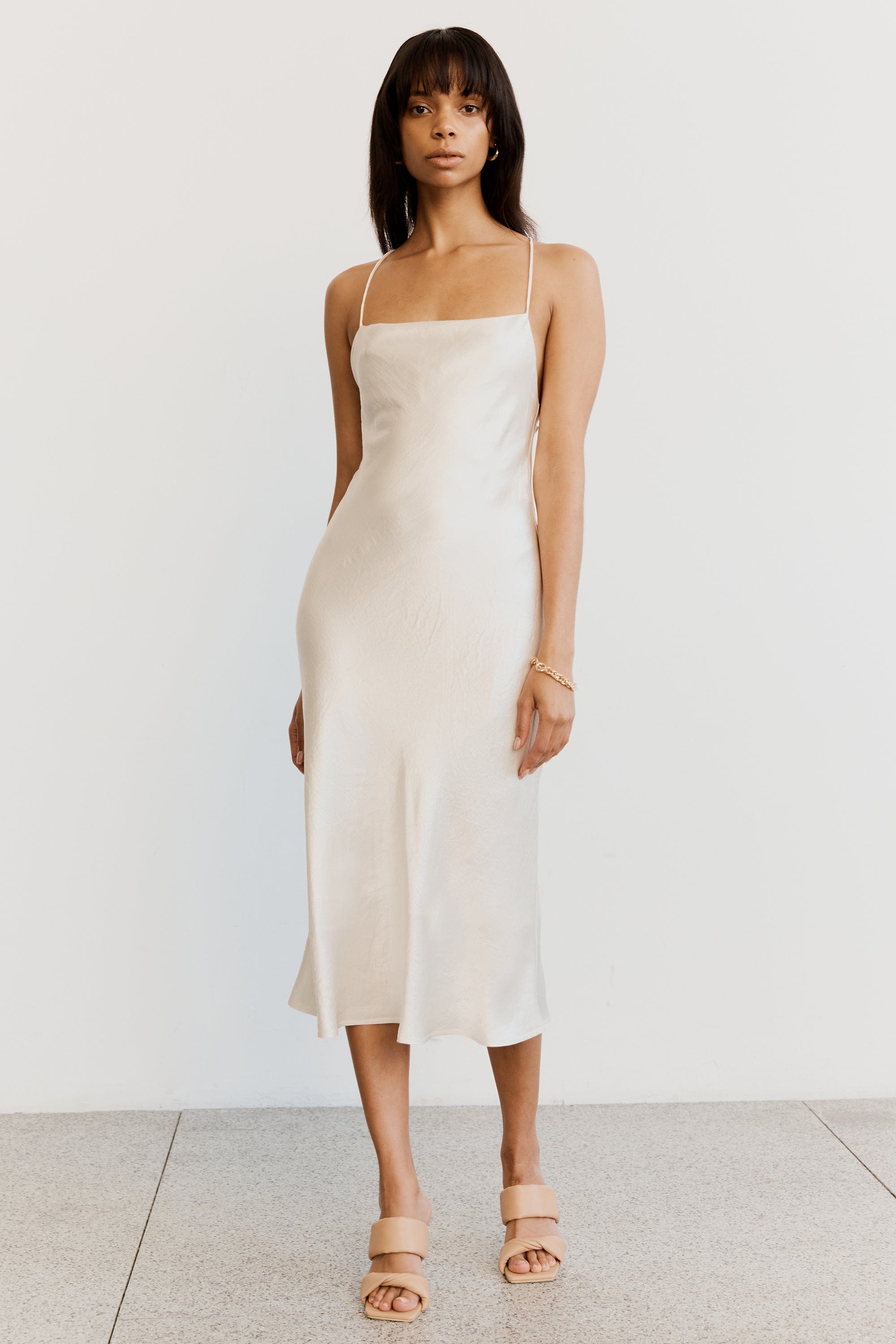 CRUSH BIAS COWL SLIP | CREAM THIRD FORM - International CRUSH BIAS COWL SLIP | CREAM THIRD FORM - International