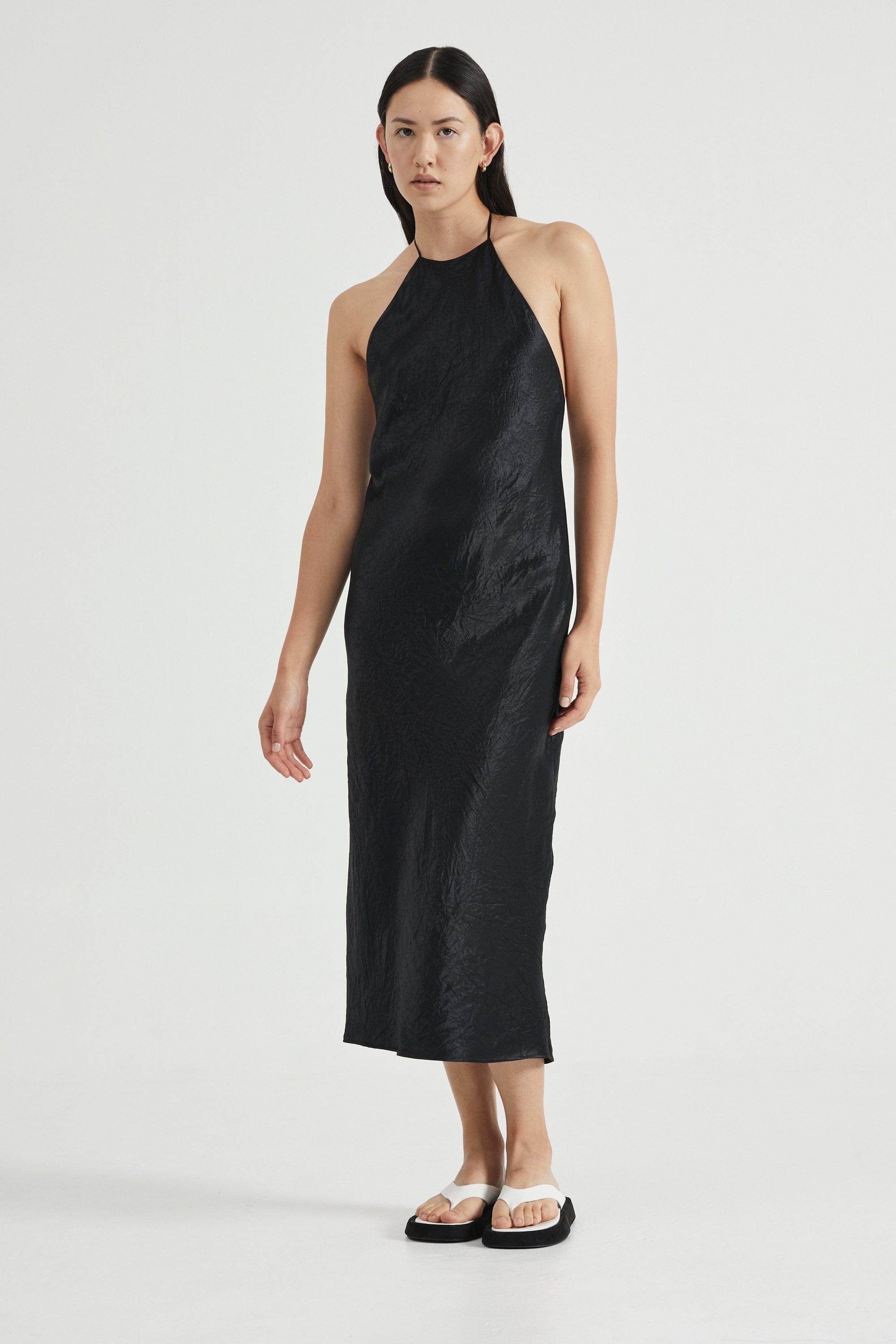 CRUSH BIAS HALTER DRESS | BLACK THIRD FORM - International CRUSH BIAS HALTER DRESS | BLACK THIRD FORM - International