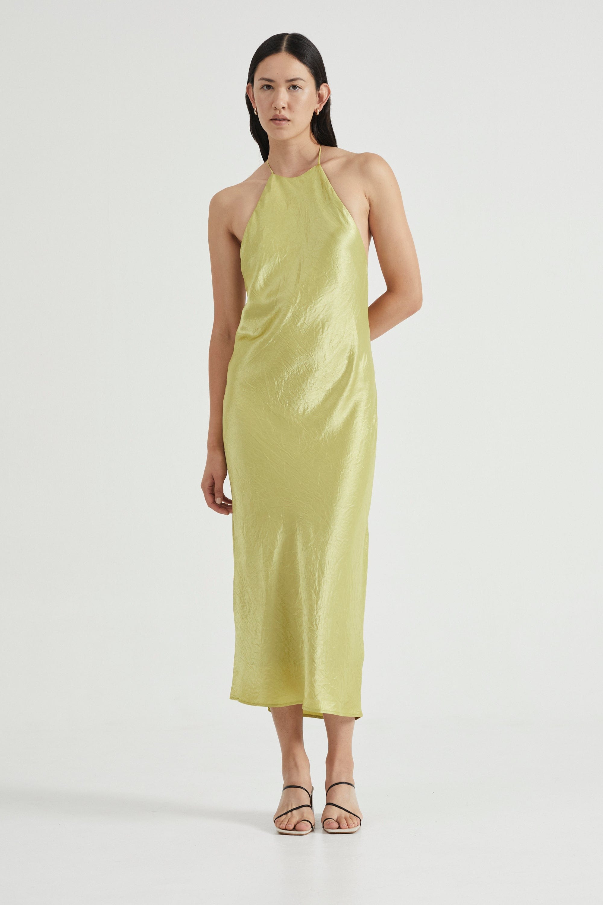 CRUSH BIAS HALTER DRESS | KIWI THIRD FORM - International CRUSH BIAS HALTER DRESS | KIWI THIRD FORM - International