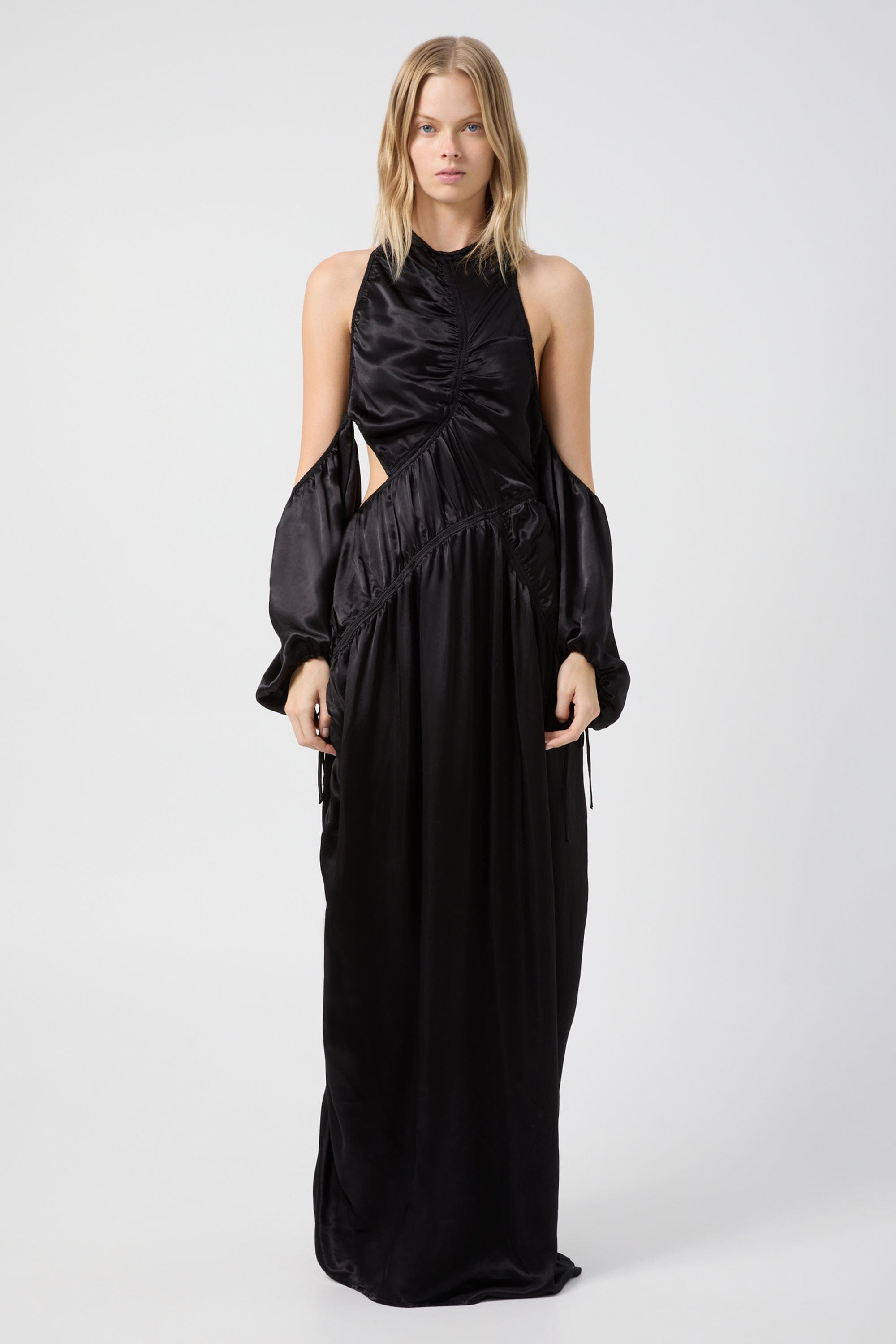 ELEMENTAL RUCHED OFF SHOULDER DRESS | BLACK THIRD FORM - International ELEMENTAL RUCHED OFF SHOULDER DRESS | BLACK THIRD FORM - International