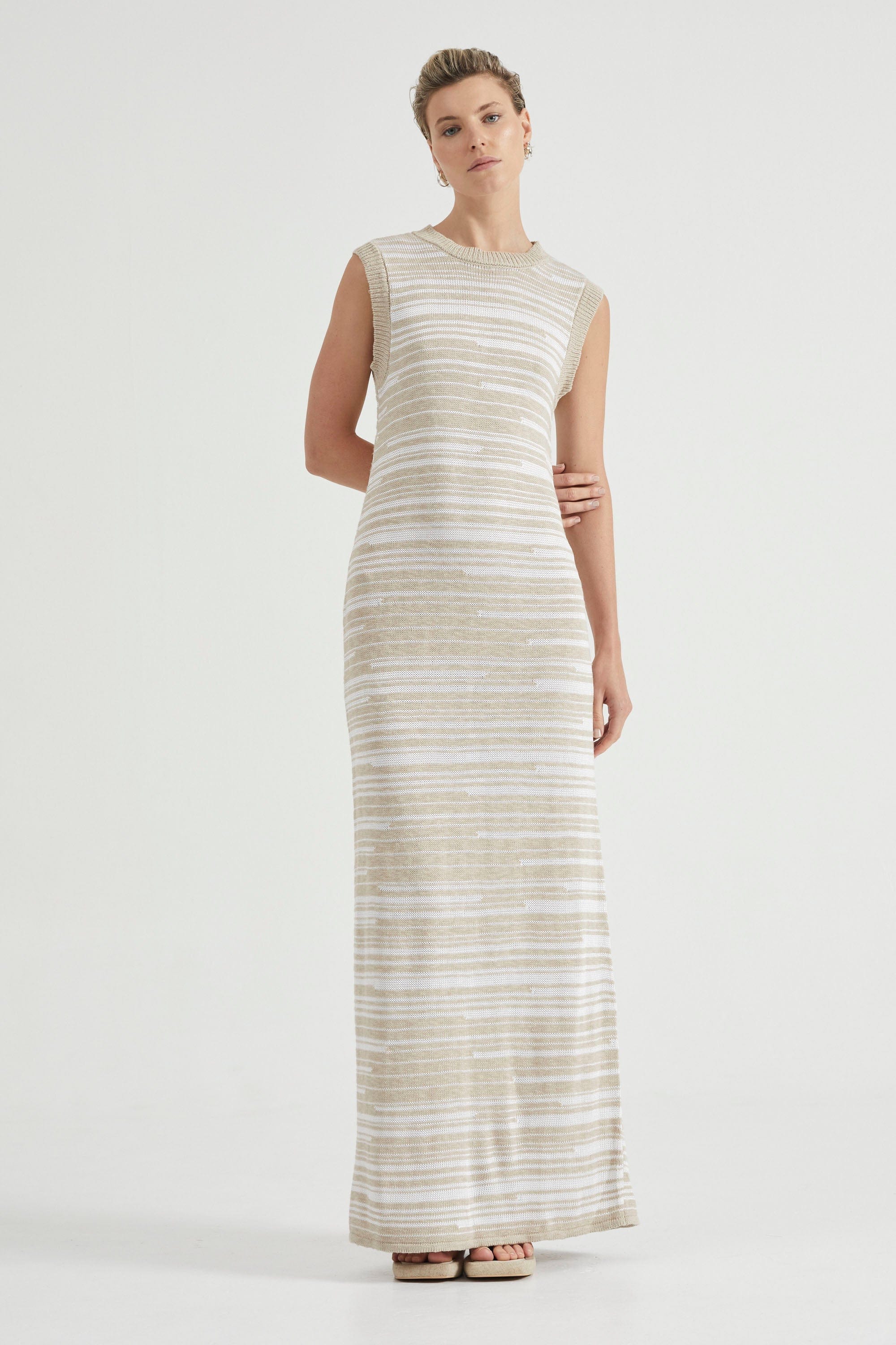 HAZE KNIT MAXI TANK DRESS | PUTTY THIRD FORM - International HAZE KNIT MAXI TANK DRESS | PUTTY THIRD FORM - International