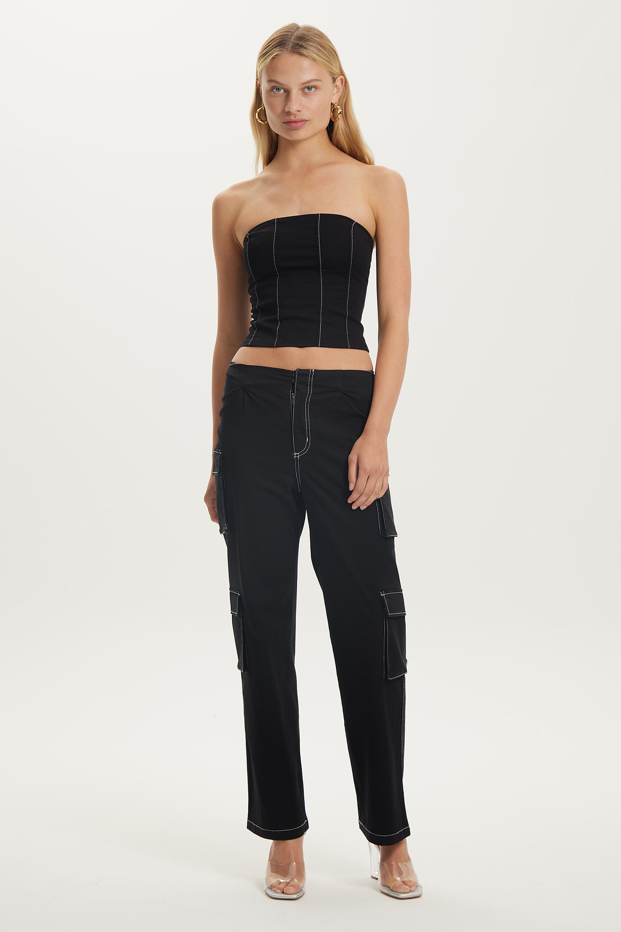 OPEN ROAD CORSET TOP, WASHED BLACK, THIRD FORM