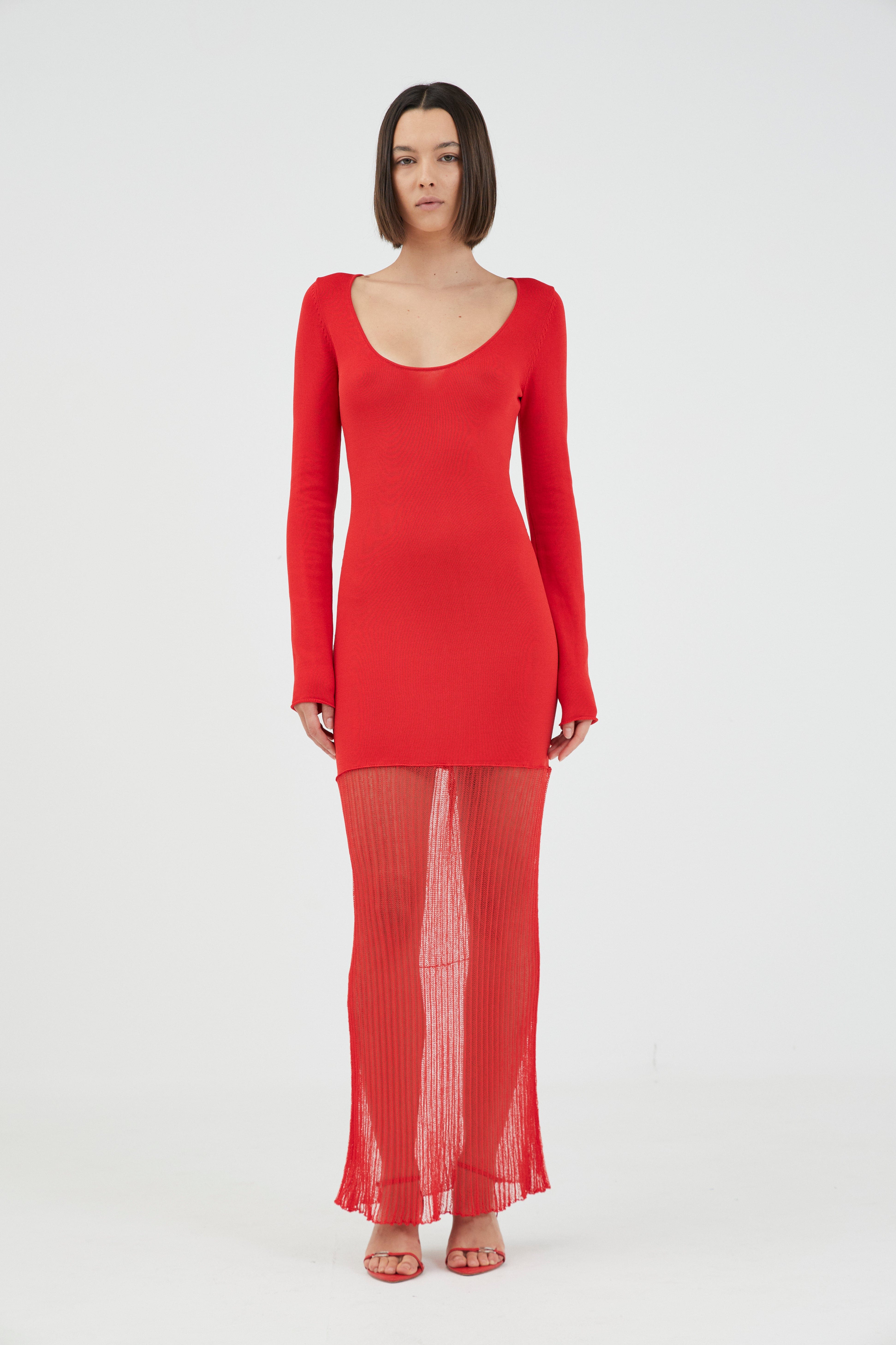 REWIND KNIT MAXI DRESS | CHERRY TOMATO THIRD FORM - International REWIND KNIT MAXI DRESS | CHERRY TOMATO THIRD FORM - International