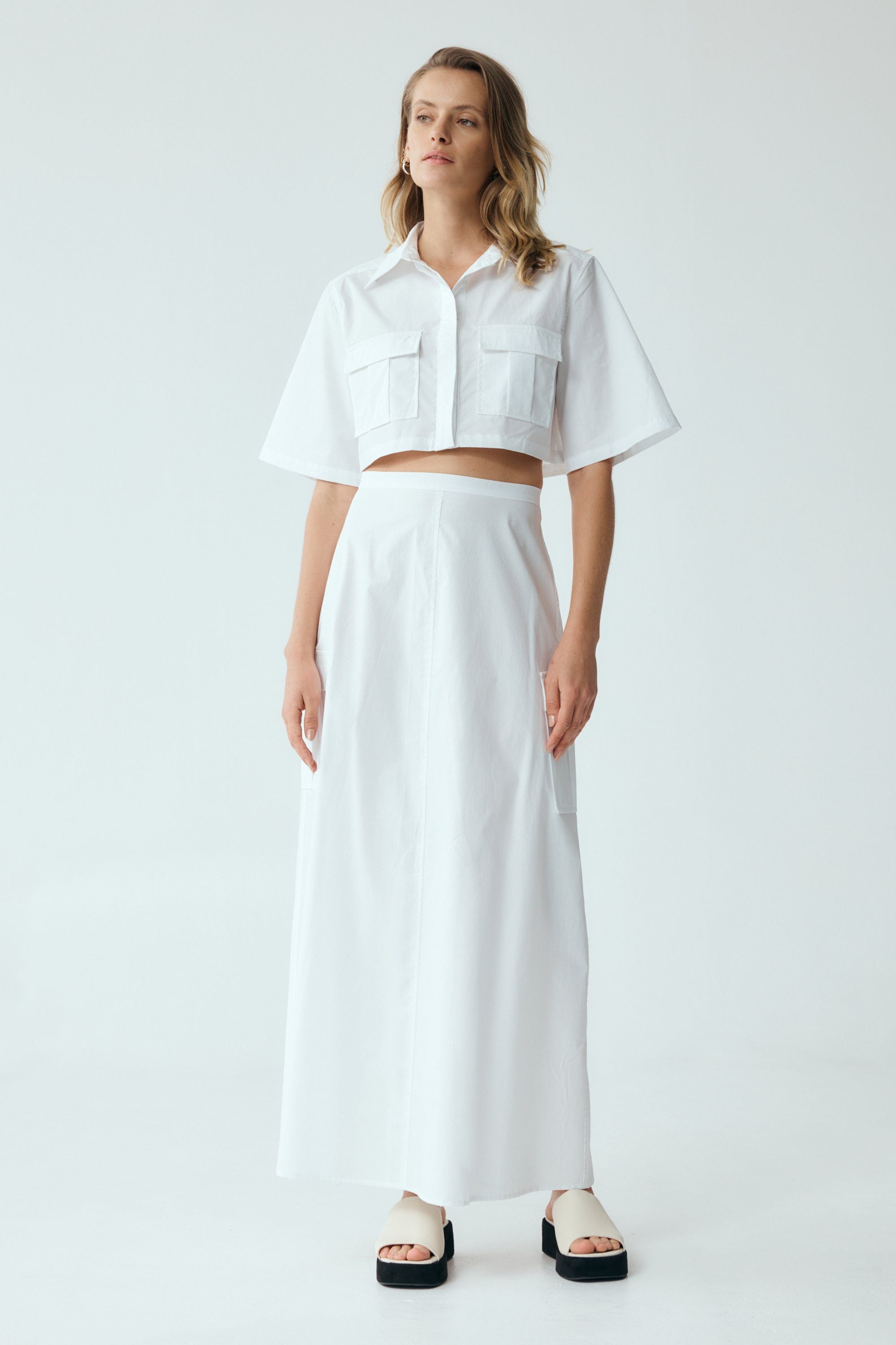 White maxi skirt sale Clearance