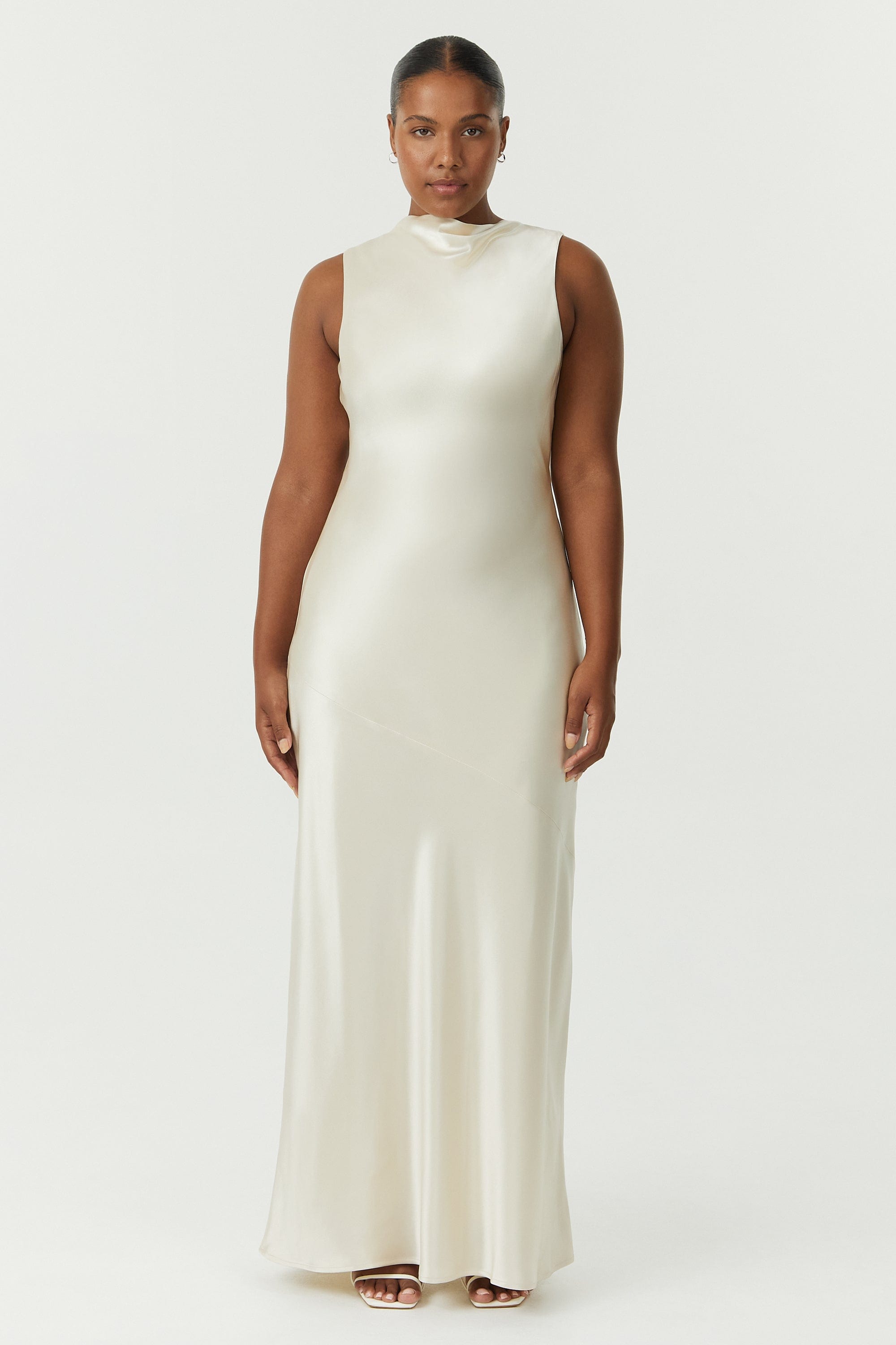 SATIN BIAS COWL BACK MAXI | BUTTERCREAM THIRD FORM - International SATIN BIAS COWL BACK MAXI | BUTTERCREAM THIRD FORM - International