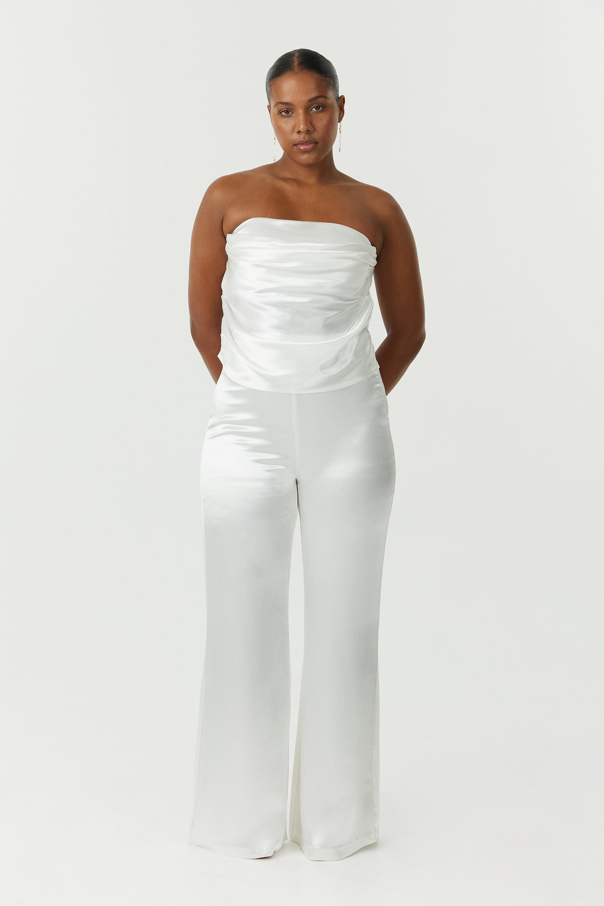 SATIN FLARE TROUSER | POWDER WHITE | Third Form | Women's Fashion on Sale | Shop Bridal Now THIRD FORM - International SATIN FLARE TROUSER | POWDER WHITE | Third Form | Women's Fashion on Sale | Shop Bridal Now THIRD FORM - International