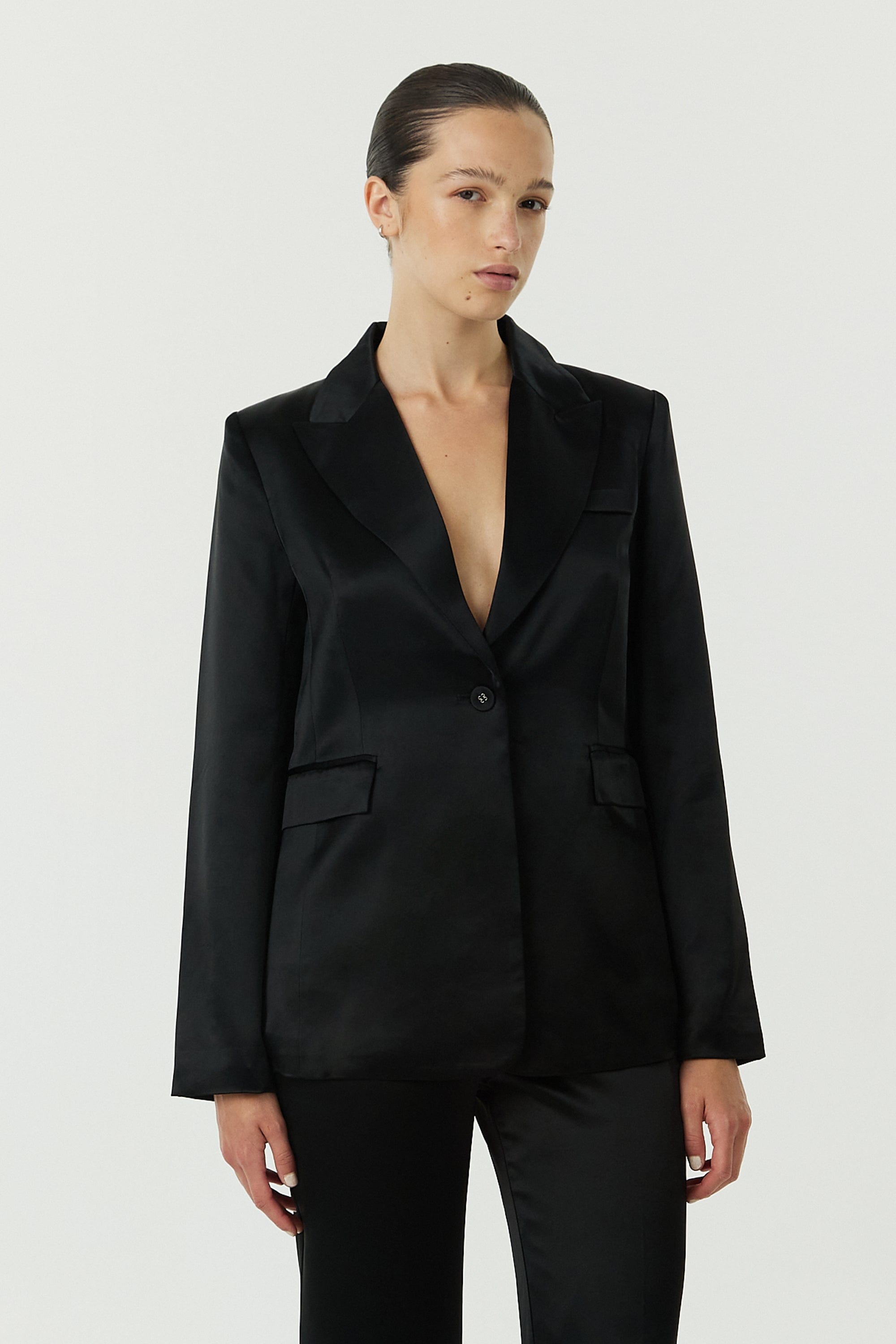 satin dress blazer Coast Statement Shoulder Structured Satin Blazer Mini Dress