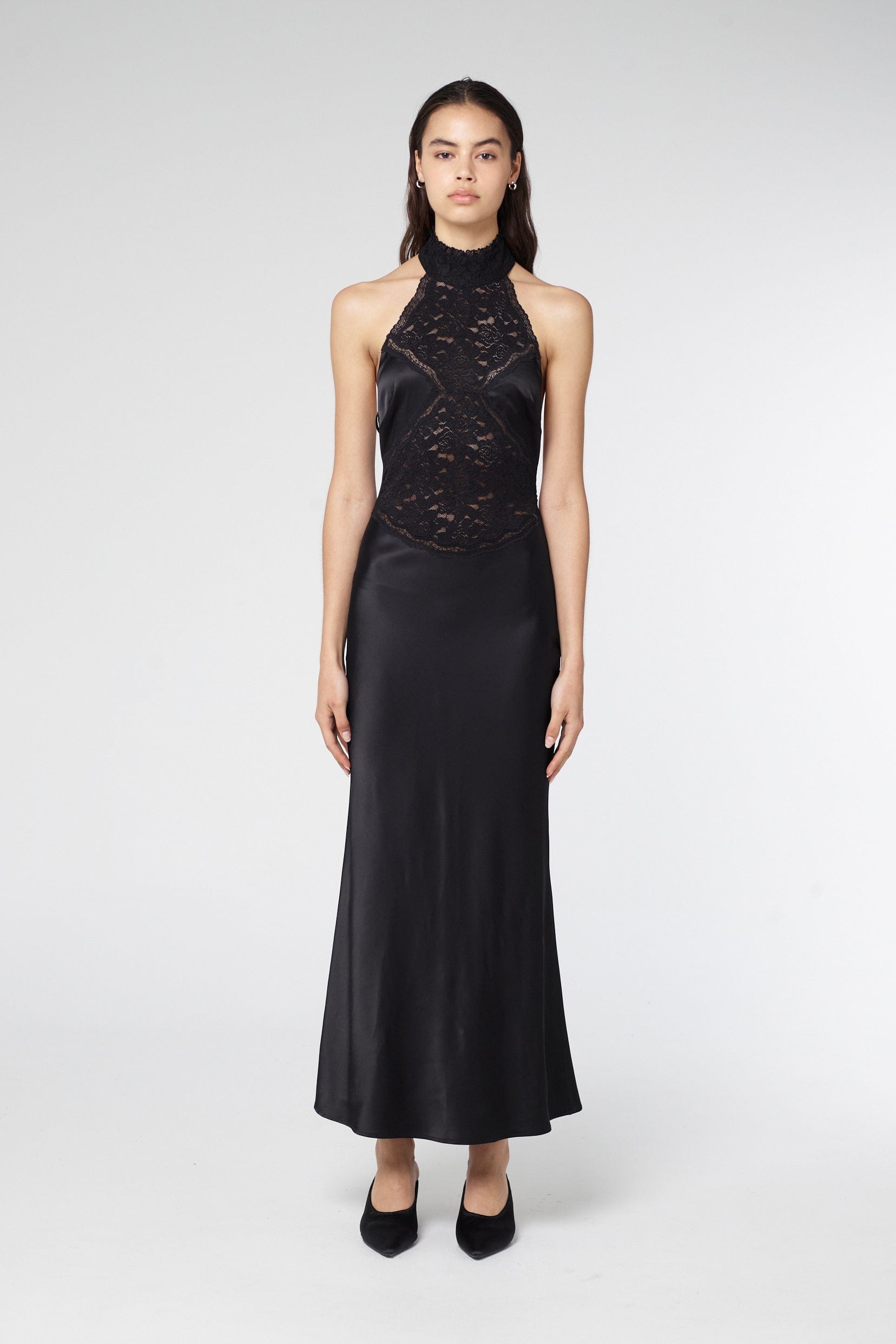 SERENADE LACE HALTER MAXI | BLACK THIRD FORM - International SERENADE LACE HALTER MAXI | BLACK THIRD FORM - International