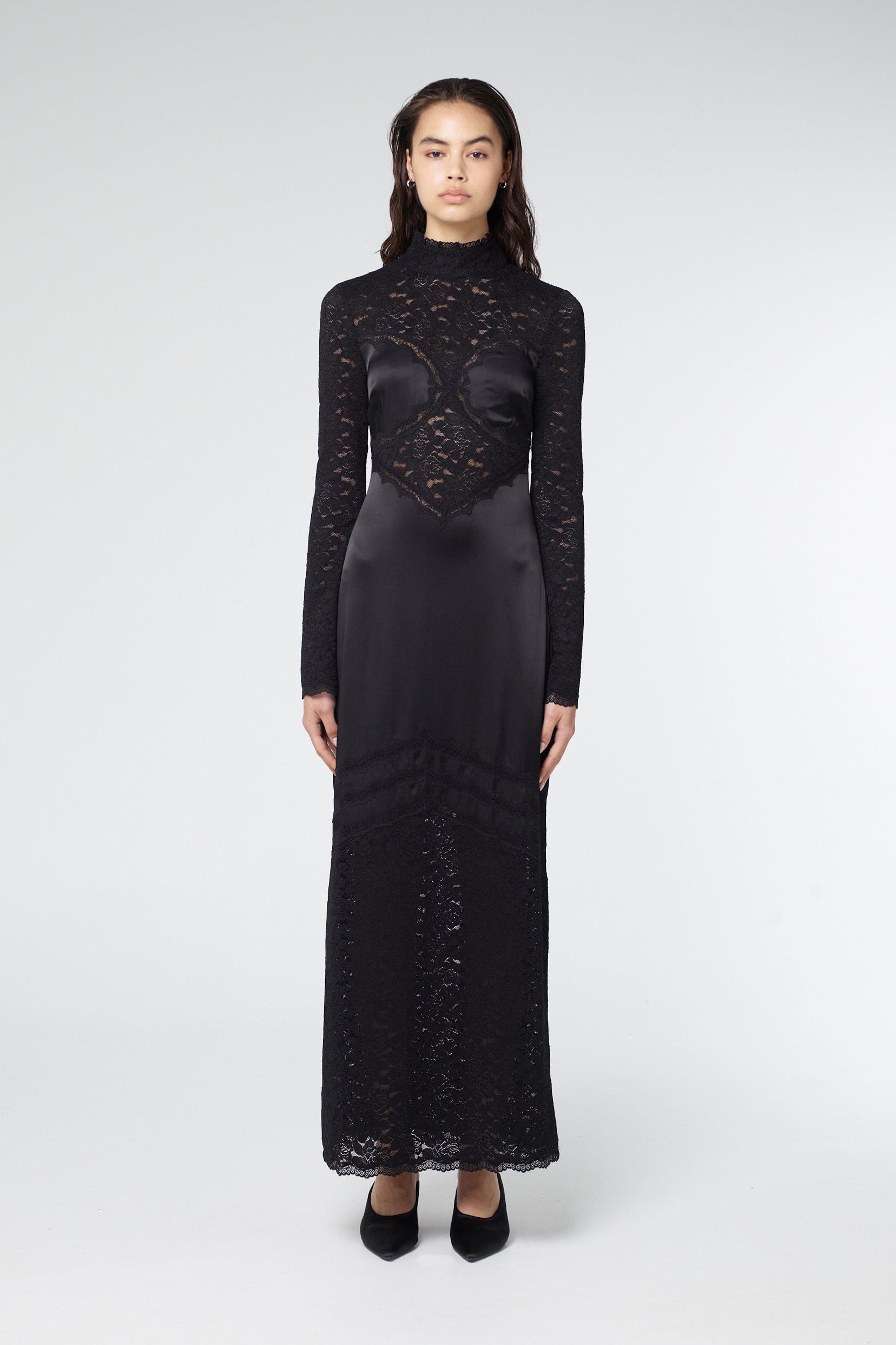 SERENADE LACE LONG SLEEVE DRESS | BLACK THIRD FORM - International SERENADE LACE LONG SLEEVE DRESS | BLACK THIRD FORM - International