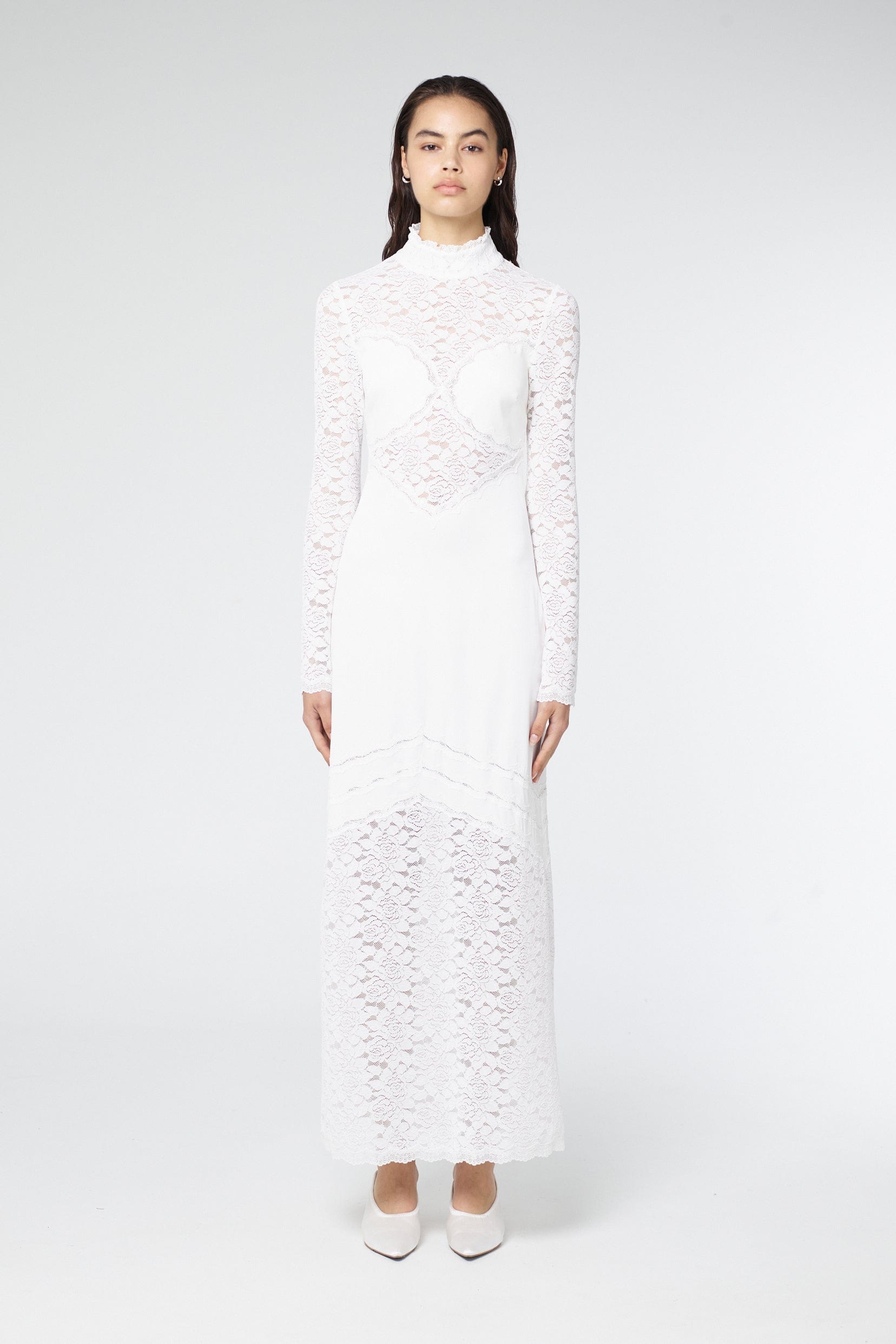 SERENADE LACE LONG SLEEVE DRESS | GARDENIA THIRD FORM - International SERENADE LACE LONG SLEEVE DRESS | GARDENIA THIRD FORM - International