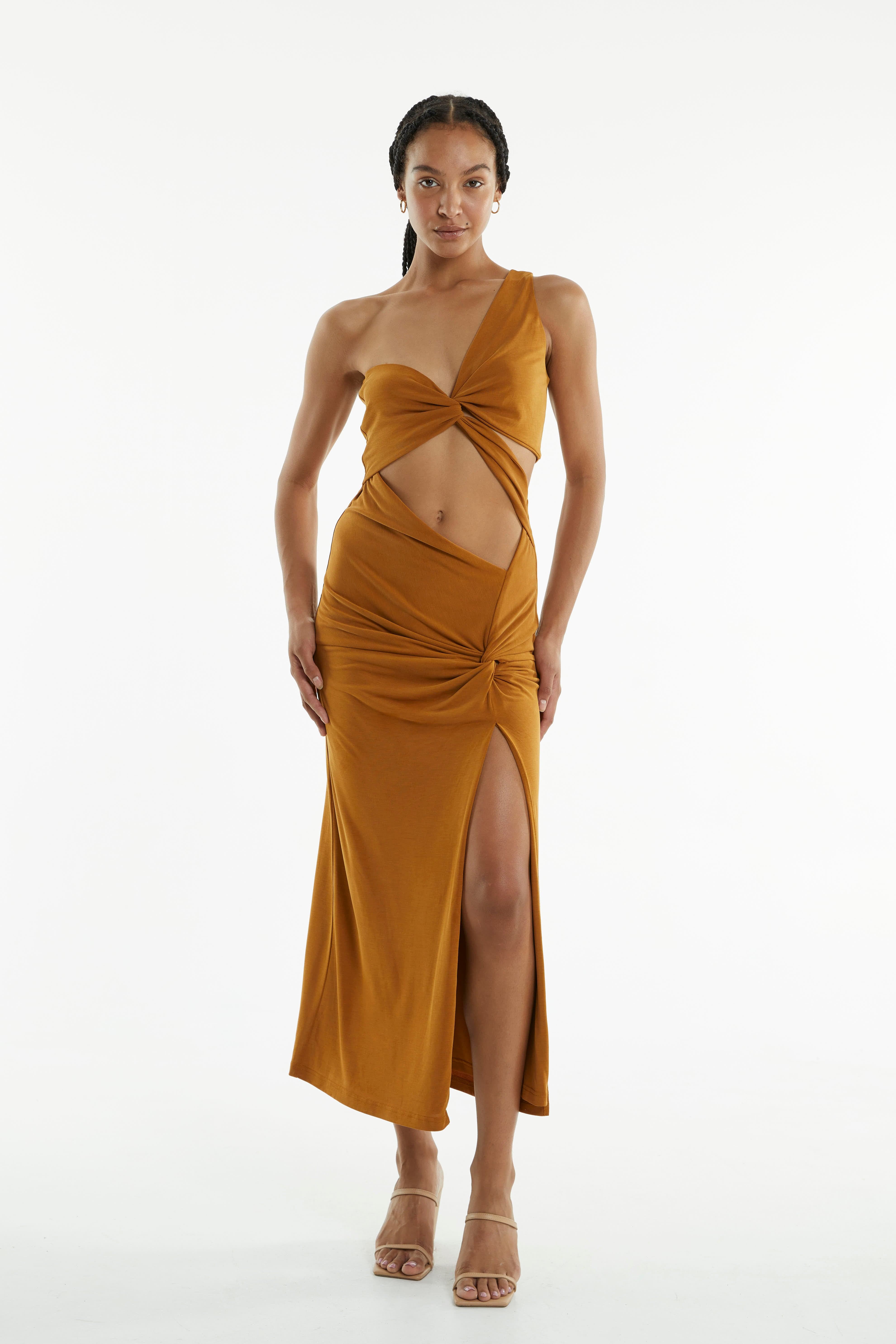 TURN AROUND TWIST OUT MIDI | CAMEL | Third Form | Night Out & Formal Dresses THIRD FORM - International TURN AROUND TWIST OUT MIDI | CAMEL | Third Form | Night Out & Formal Dresses THIRD FORM - International