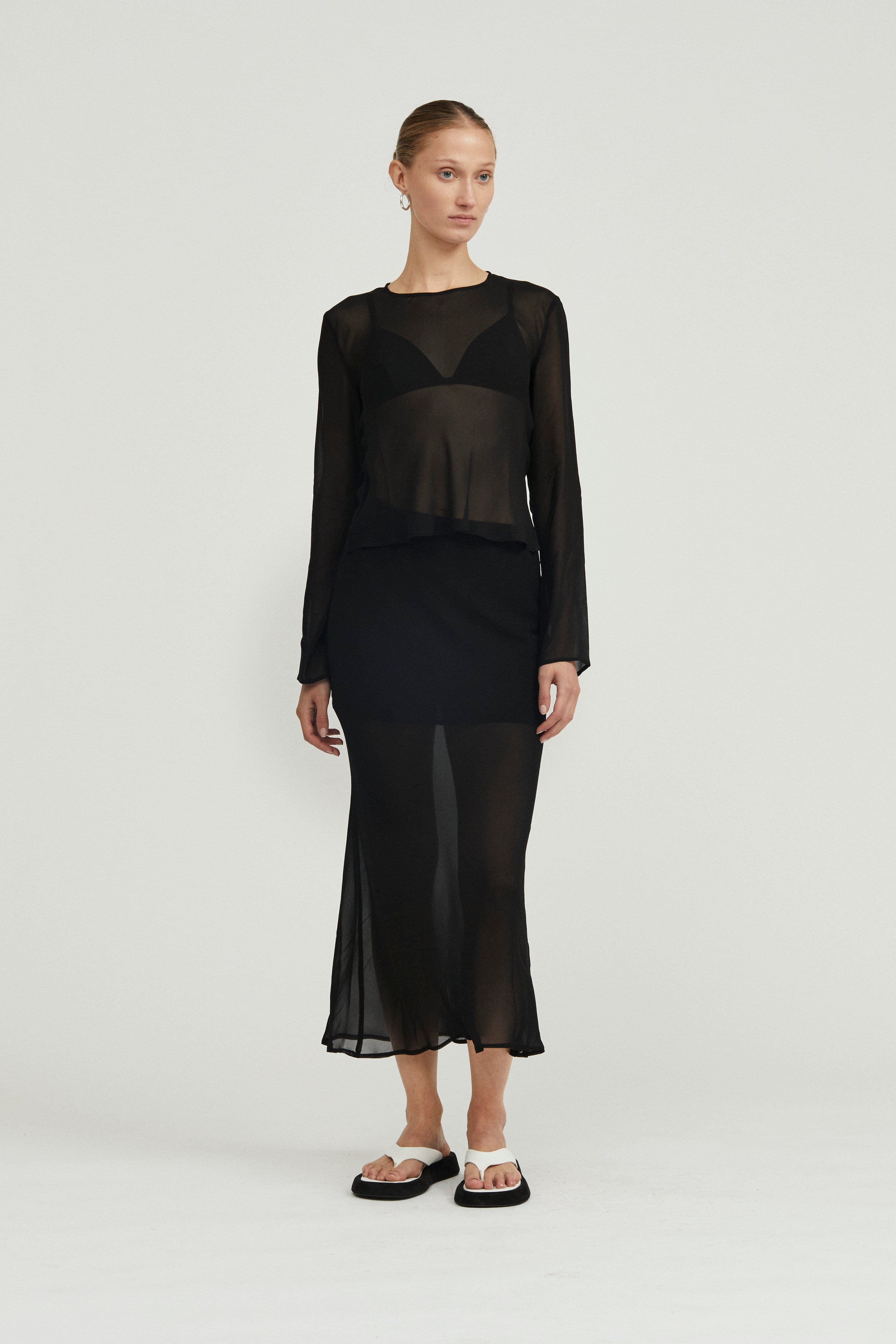 WISTERIA SHEER BIAS SKIRT | BLACK | THIRD FORM | Skirts & Pants for Women | Online Now THIRD FORM - International WISTERIA SHEER BIAS SKIRT | BLACK | THIRD FORM | Skirts & Pants for Women | Online Now THIRD FORM - International