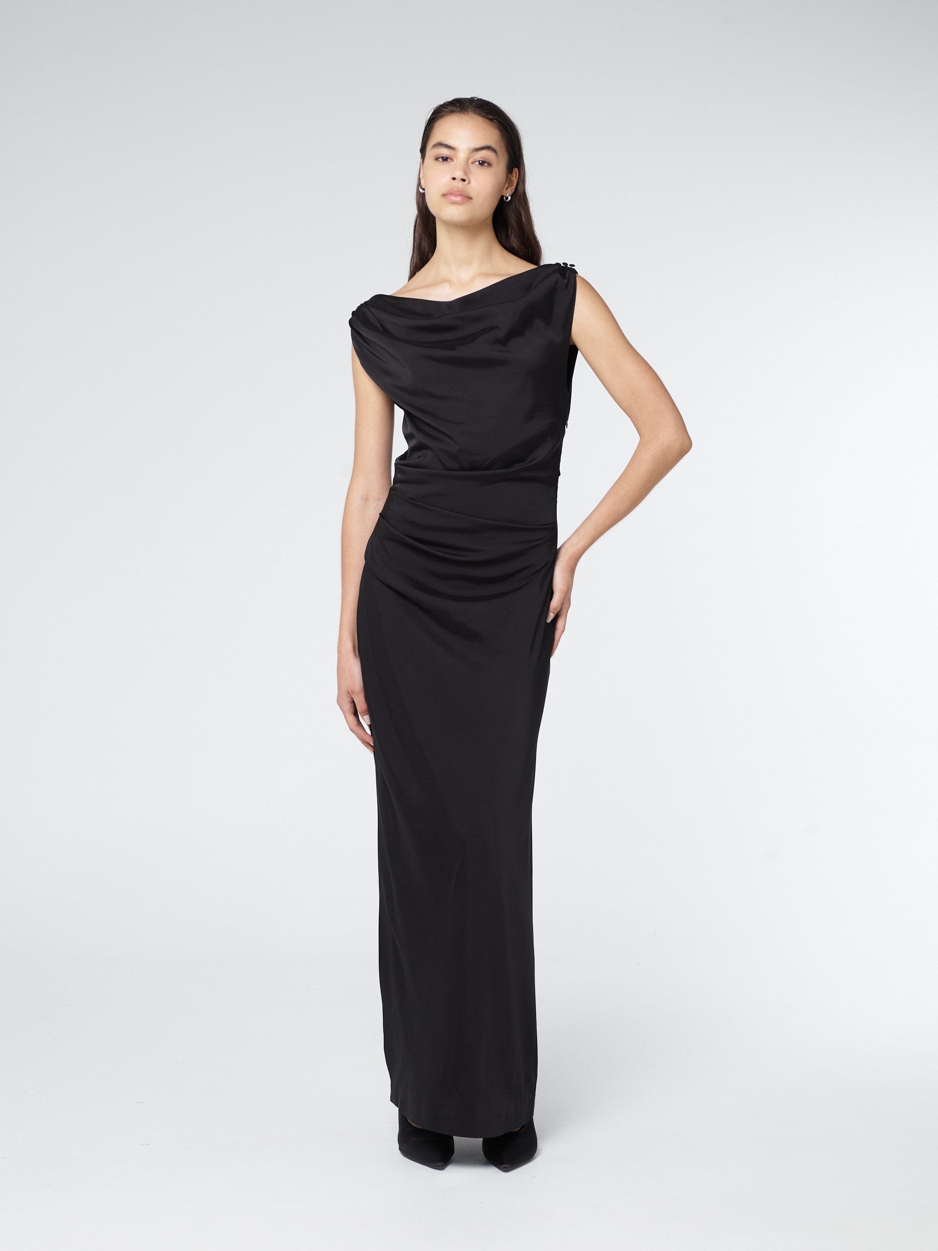 ATHENA OFF SHOULDER MAXI DRESS | BLACK THIRD FORM - International ATHENA OFF SHOULDER MAXI DRESS | BLACK THIRD FORM - International