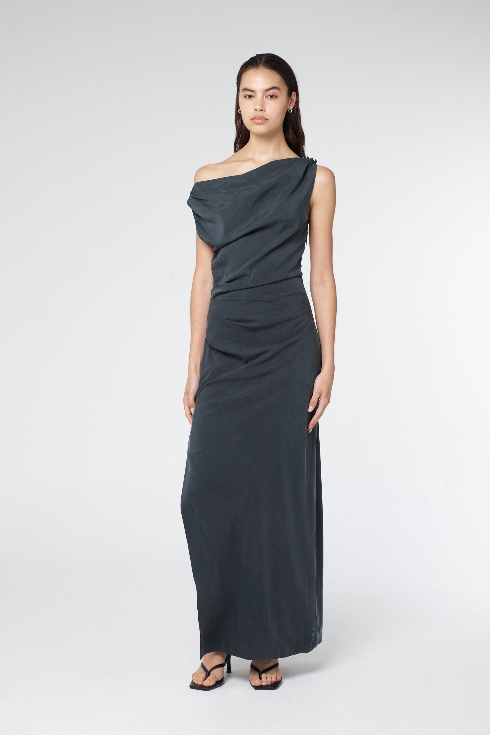 ATHENA OFF SHOULDER MAXI DRESS | INK THIRD FORM - International ATHENA OFF SHOULDER MAXI DRESS | INK THIRD FORM - International