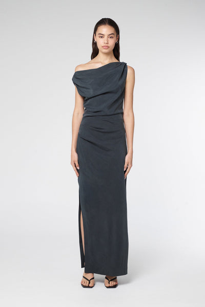 ATHENA OFF SHOULDER MAXI DRESS | INK — THIRD FORM - International