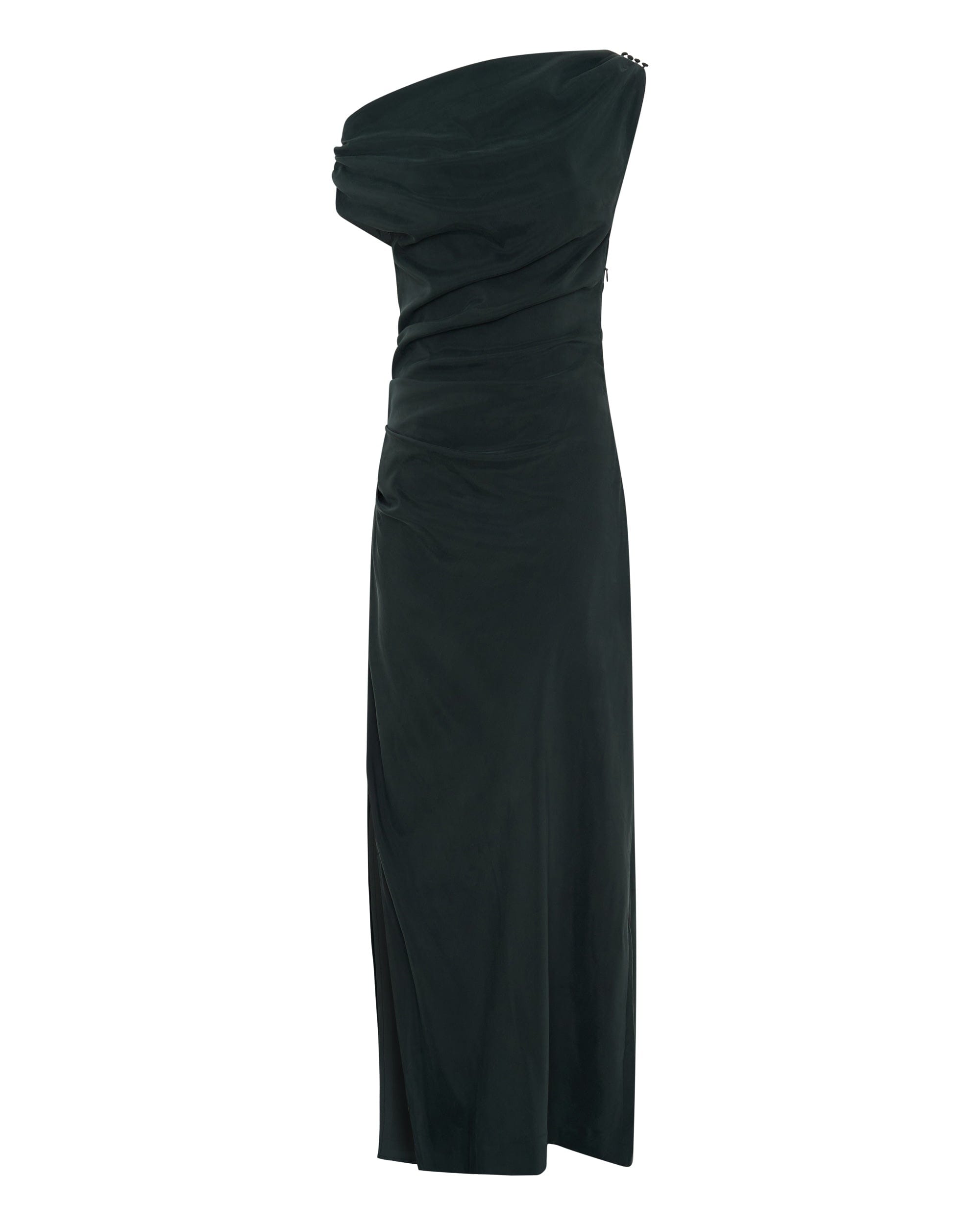 third form one shoulder dress SATIN GATHER ONE SHOULDER DRESS | BLACK THIRD FORM