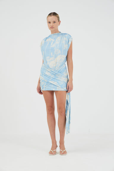 THIRD FORM AURA DRAPED MINI DRESS | FLORAL ILLUSION