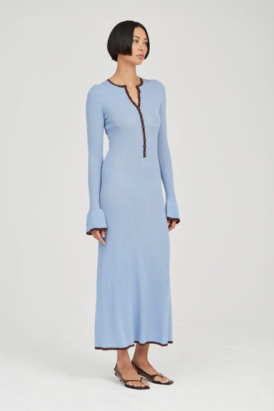 THIRD FORM BOUND KNIT LS DRESS | HAZE & COCOA