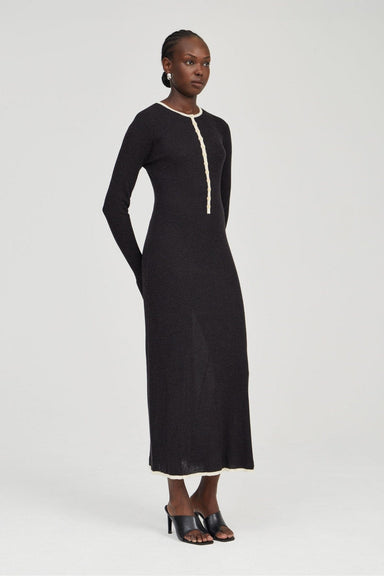 THIRD FORM BOUND KNIT LS DRESS | SOOT & SHELL