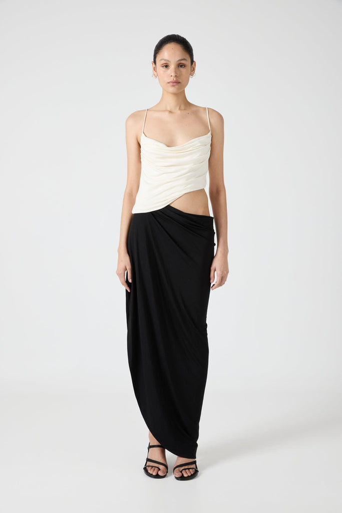 CASCADE DRAPE JERSEY DRESS | CREAM/BLACK | THIRD FORM | Women's Australian  Fashion  THIRD FORM - International