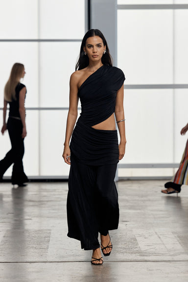 THIRD FORM CRAVE ROUCHED FLOOR LENGTH DRESS | GRAPHITE