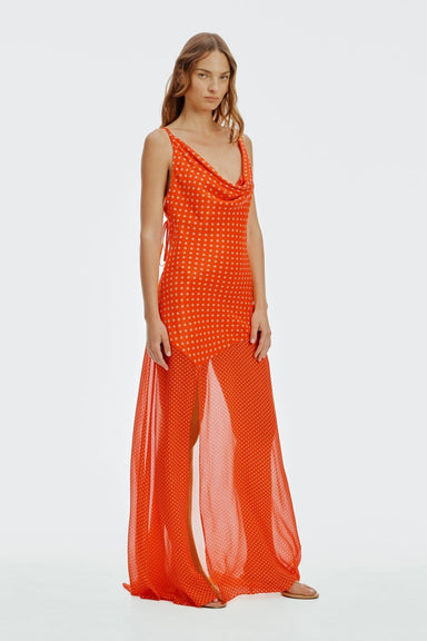 Crossing Cowl Floor Length Dress| Poppy Polka - THIRD FORM