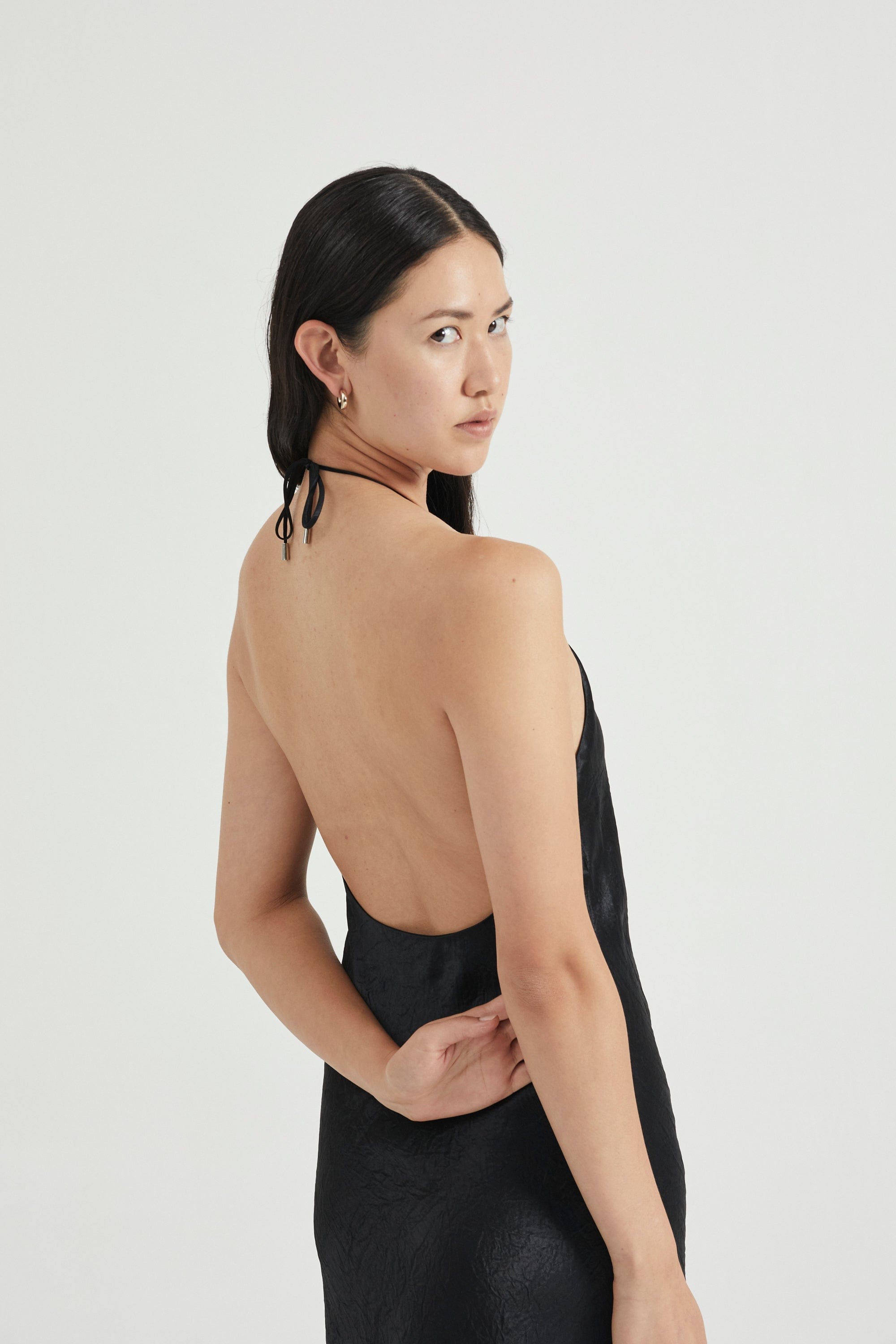 CRUSH BIAS HALTER DRESS | BLACK THIRD FORM - International CRUSH BIAS HALTER DRESS | BLACK THIRD FORM - International