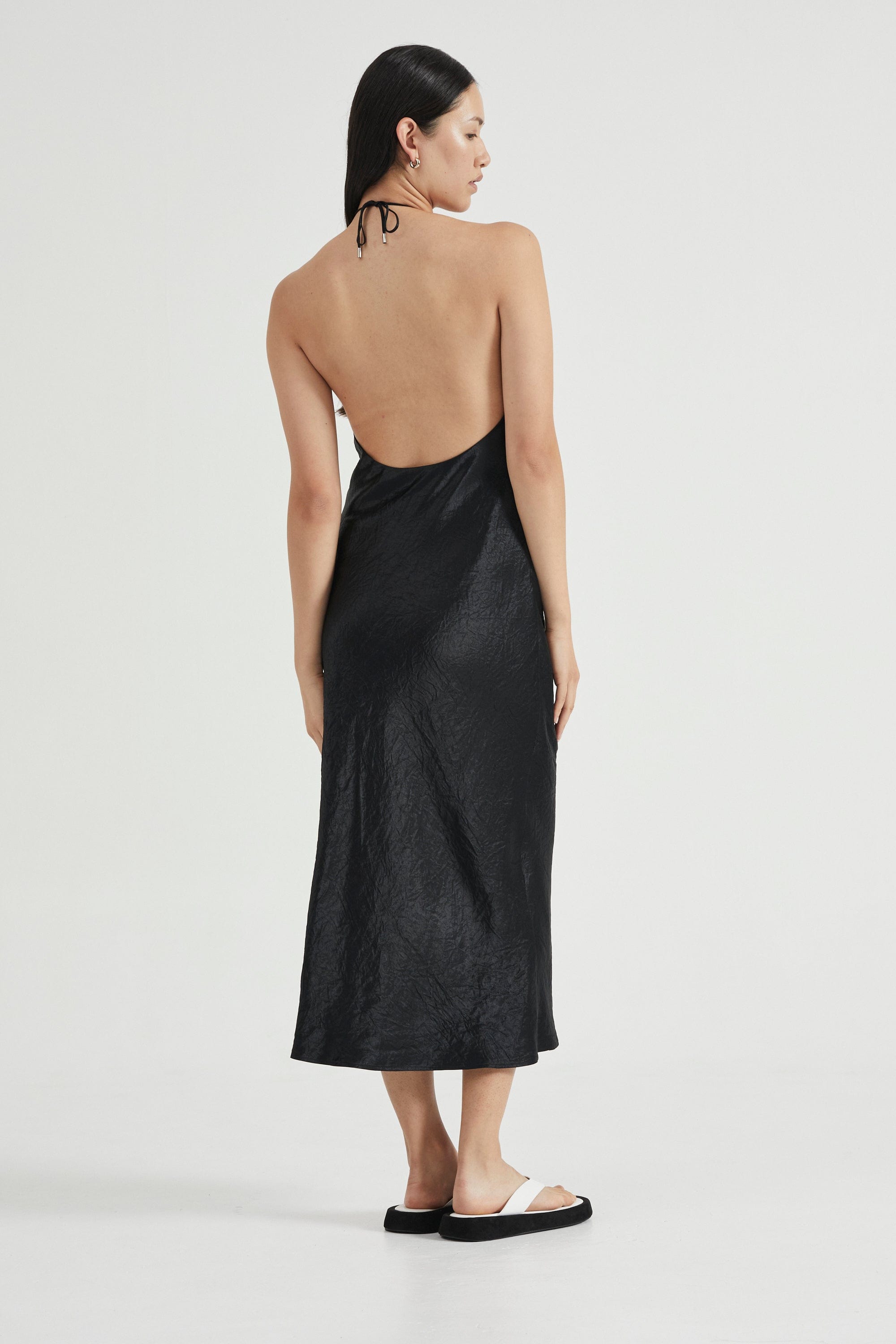 CRUSH BIAS HALTER DRESS | BLACK THIRD FORM - International CRUSH BIAS HALTER DRESS | BLACK THIRD FORM - International