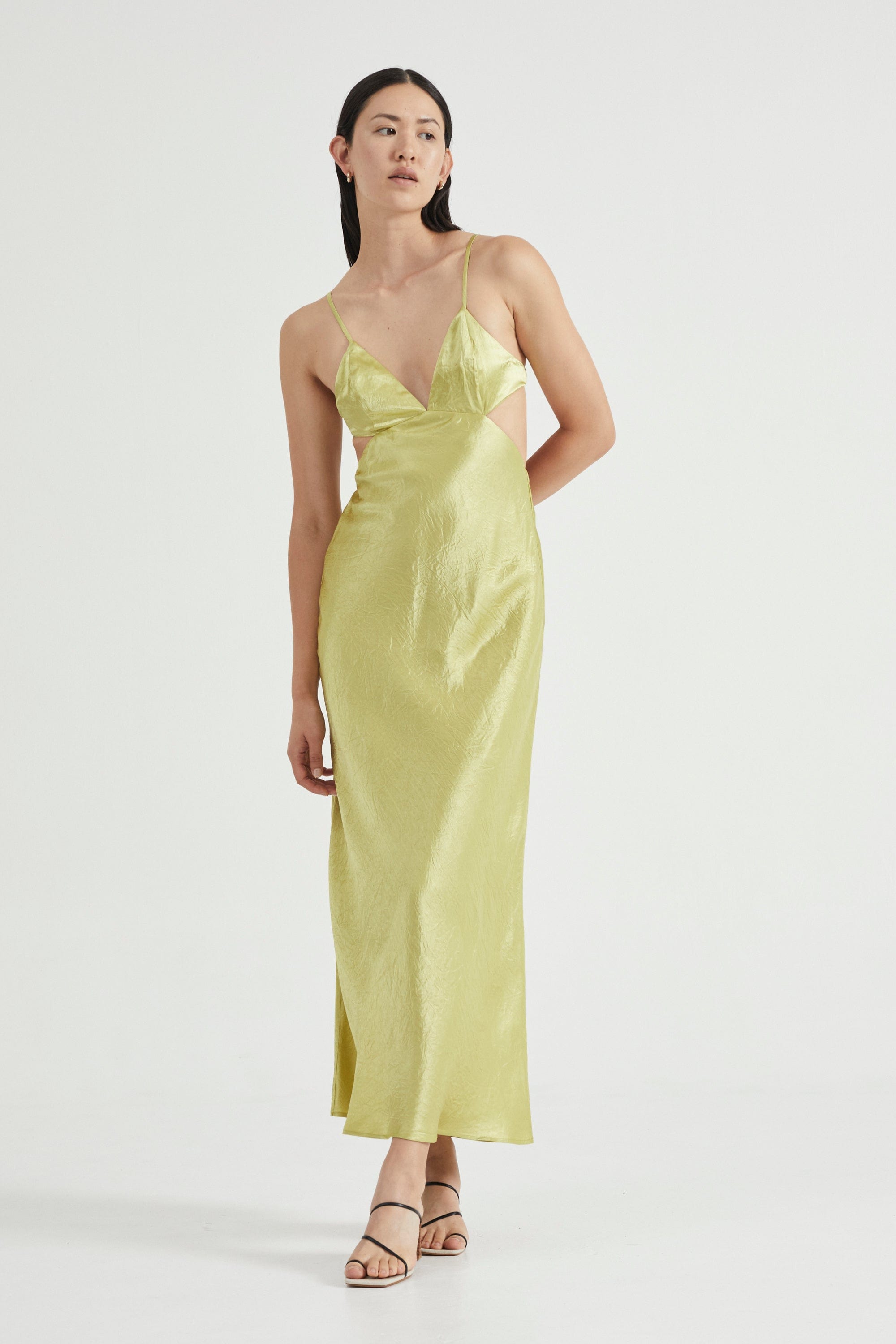 CRUSH BIAS TRI MIDI DRESS | KIWI THIRD FORM - International CRUSH BIAS TRI MIDI DRESS | KIWI THIRD FORM - International