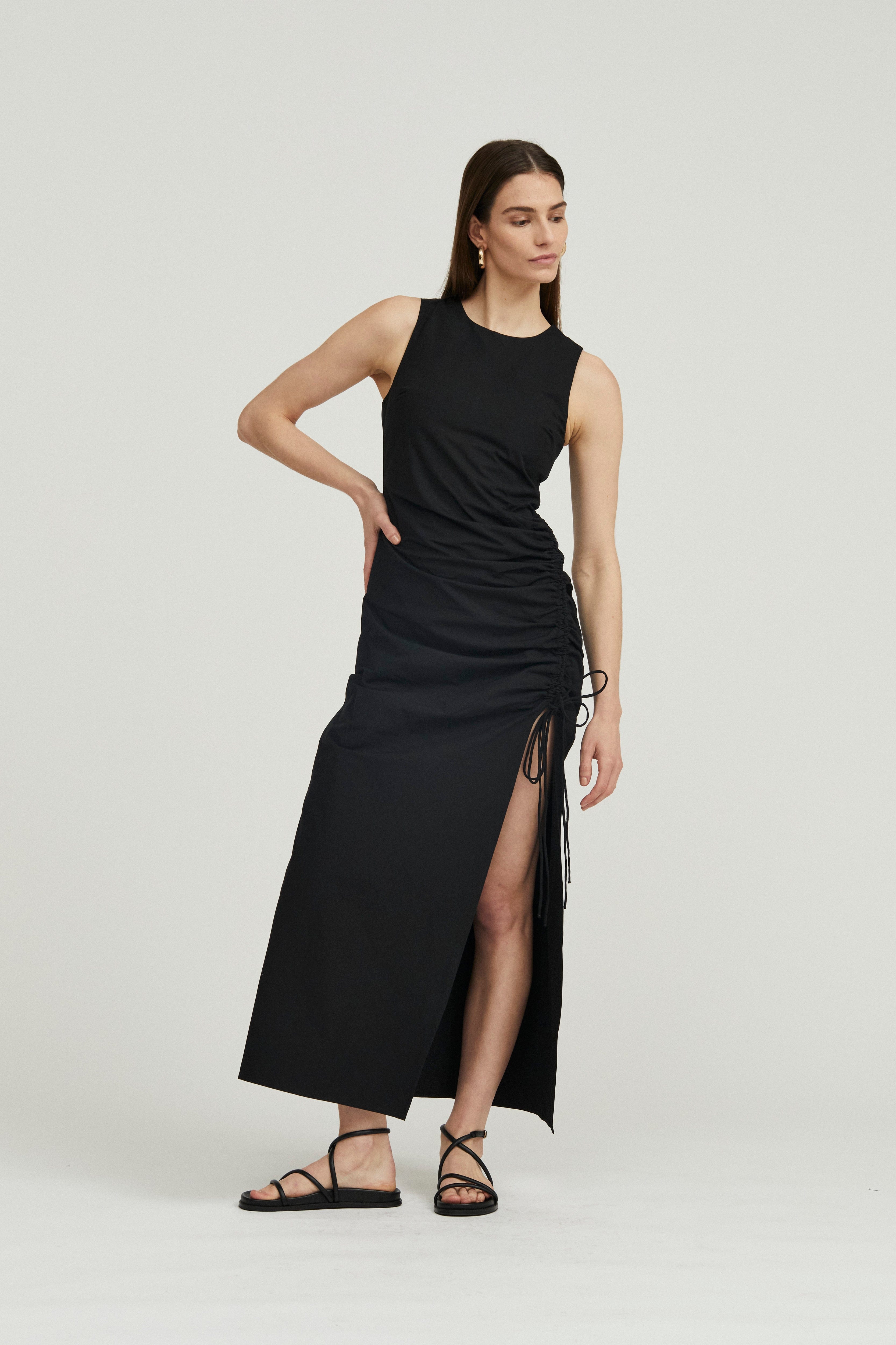 DRAWN DEEP TANK MAXI DRESS BLACK THIRD FORM Top Trending