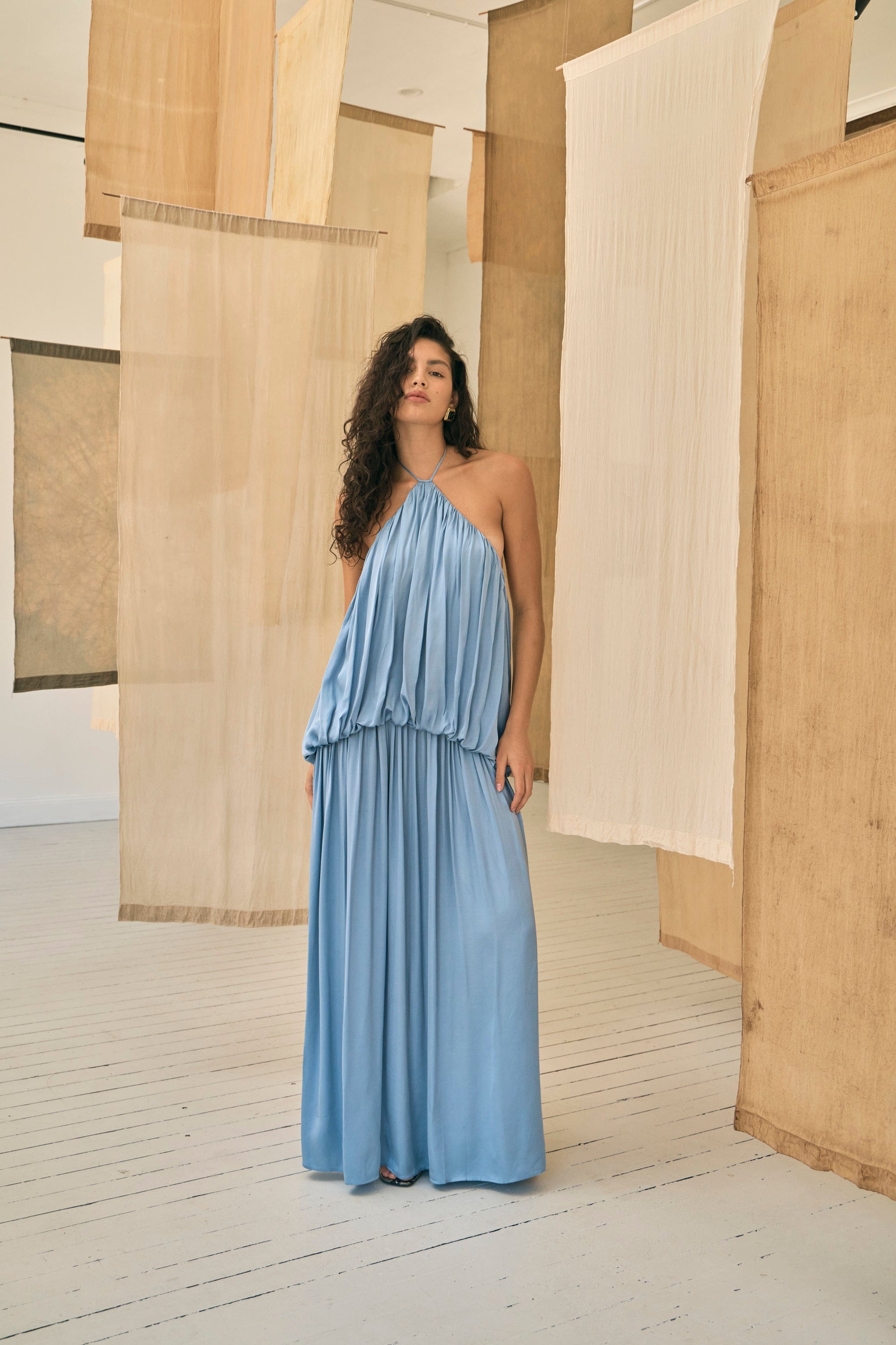 lapis halter dress Bari Dress Lapis Lazuli Maxi Dresses