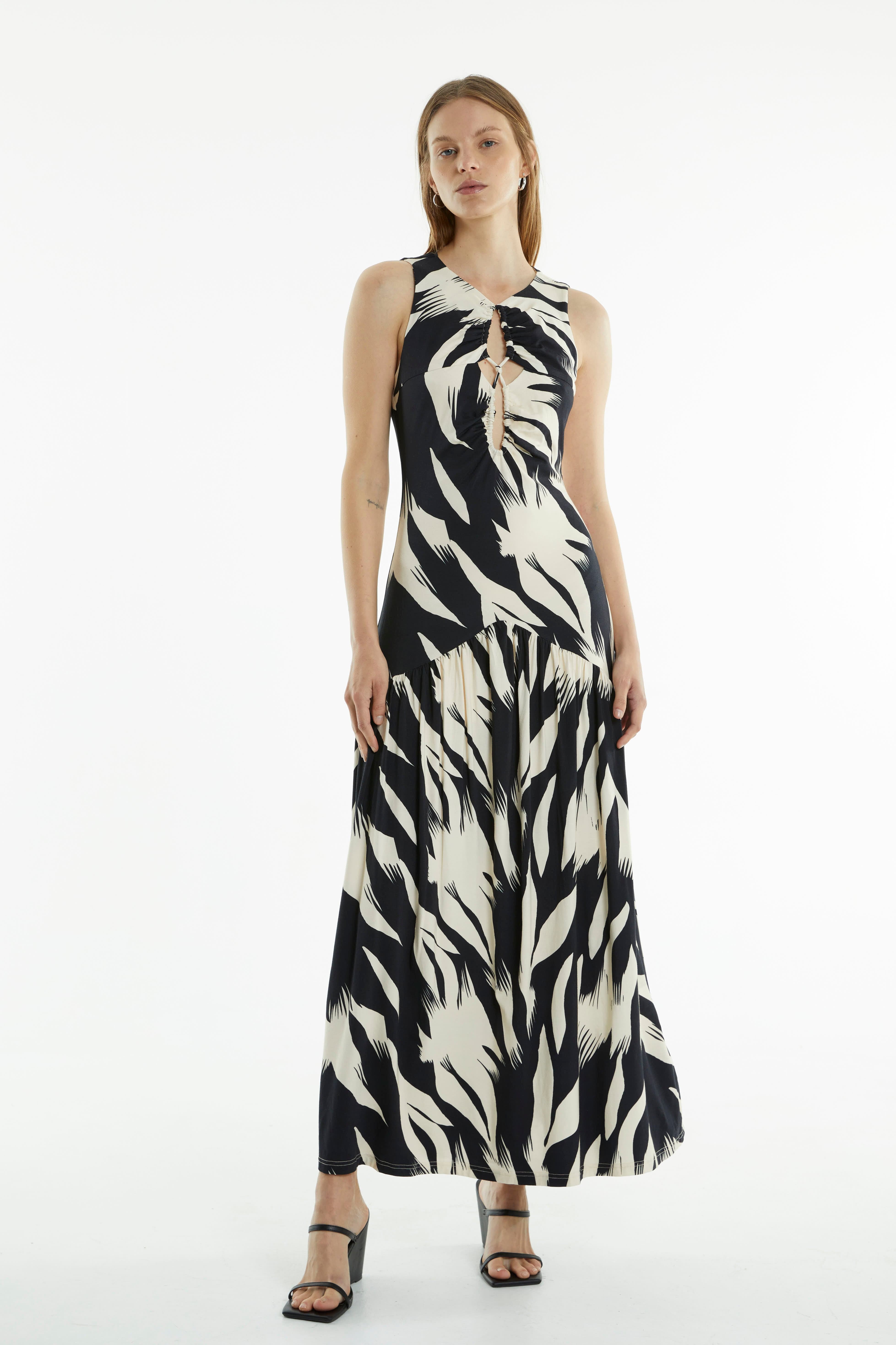 feather print maxi dress AFRM long sleeve open back maxi dress in feather print
