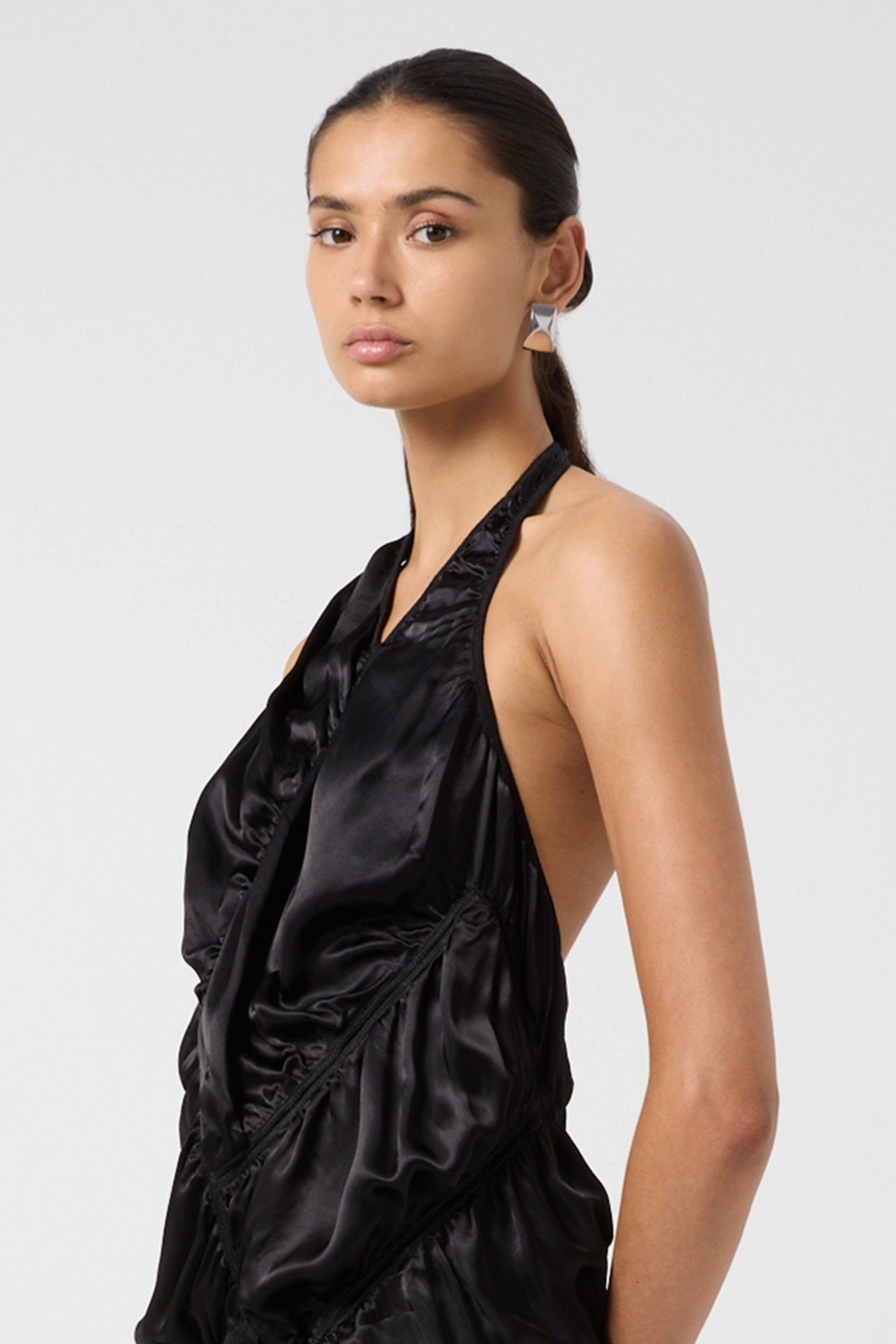 ELEMENTAL RUCHED HALTER DRESS | BLACK THIRD FORM - International ELEMENTAL RUCHED HALTER DRESS | BLACK THIRD FORM - International