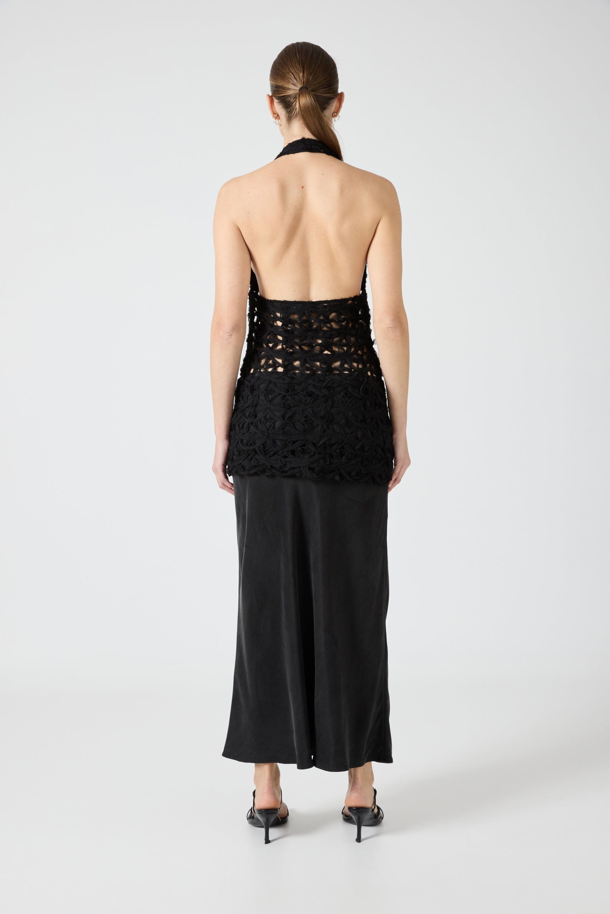 ethereal maxi dress Ethereal Blooms Floral Chiffon Open-Back Maxi Dress Sunbaked / M