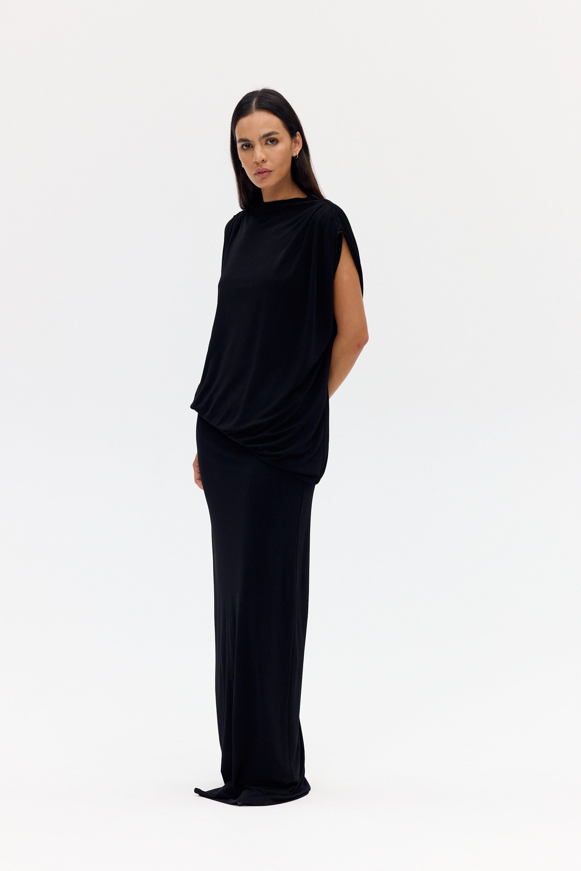 women's fall long dresses FALL AWAY FLOOR LENGTH DRESS | ONYX | THIRD FORM | Women's Australian Fashion — THIRD FORM