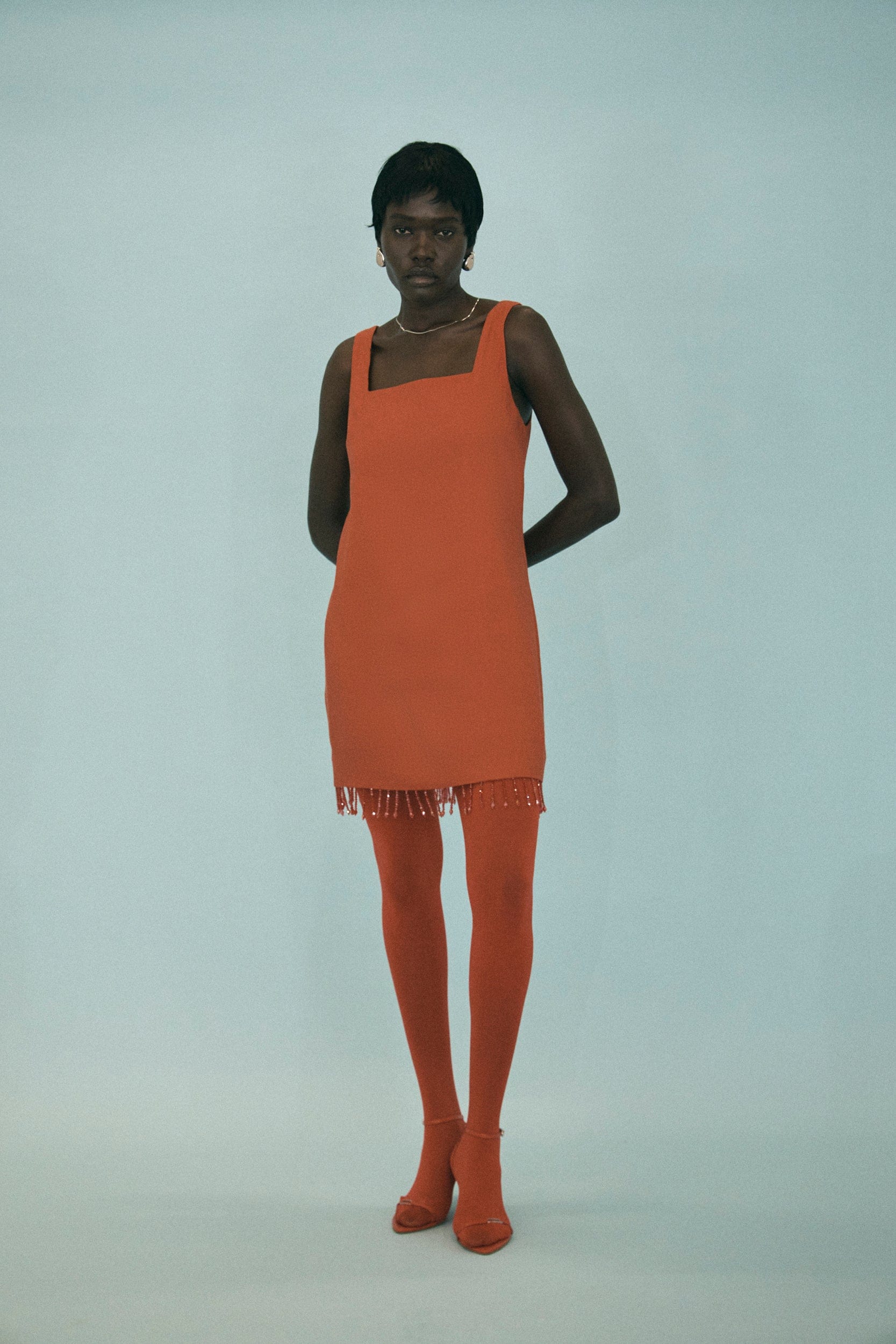 orange linen mini dress orange casual dress Orange Linen-Blend Connie Shift Mini Dress