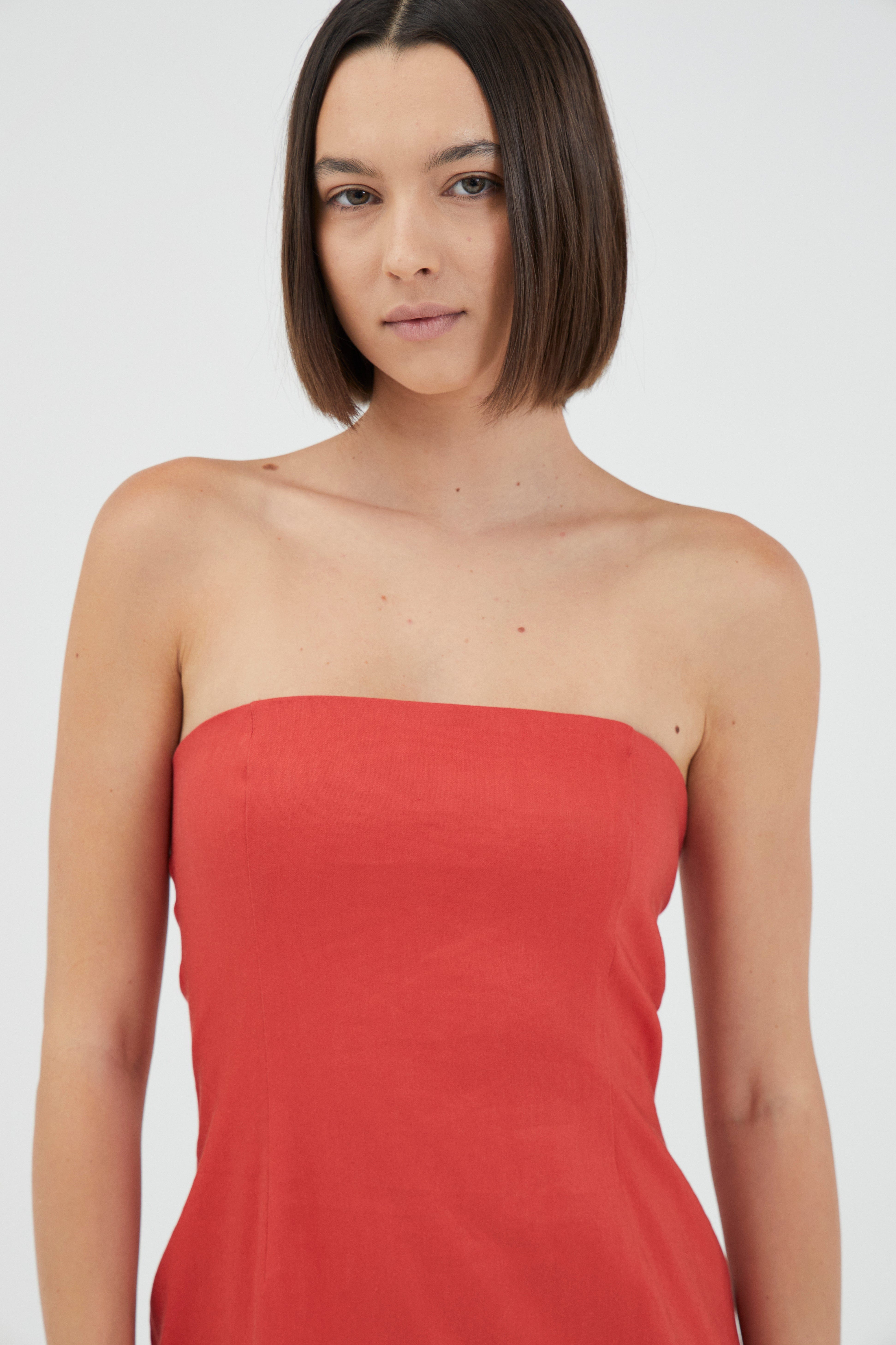 FLAME LINEN STRAPLESS DRESS | GRENADINE | THIRD FORM | Women's Australian Fashion THIRD FORM - International FLAME LINEN STRAPLESS DRESS | GRENADINE | THIRD FORM | Women's Australian Fashion THIRD FORM - International