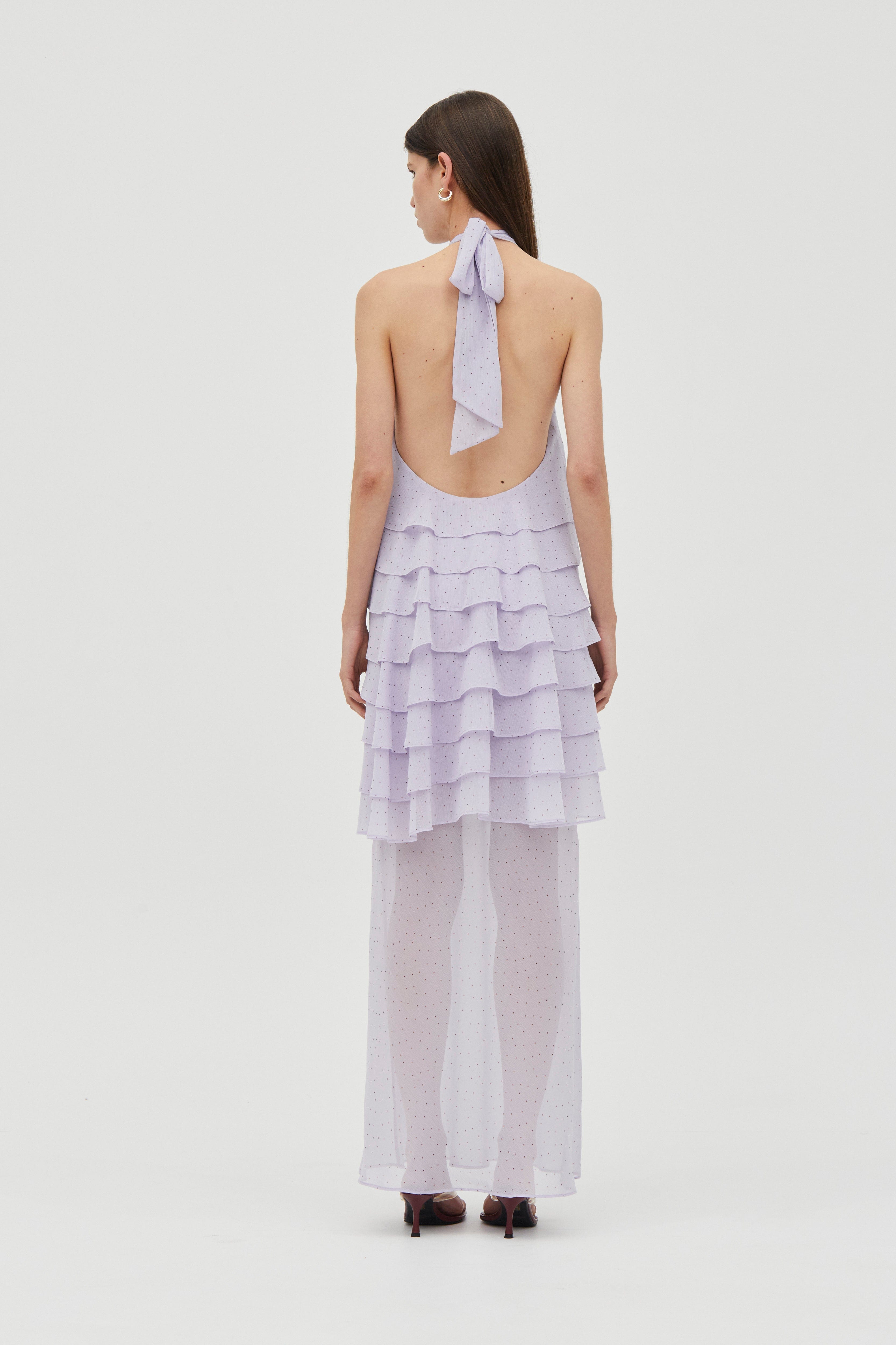lilac tiered maxi dress Lilac Lace Sweetheart Tiered Long Prom Dress with Slit fg4212