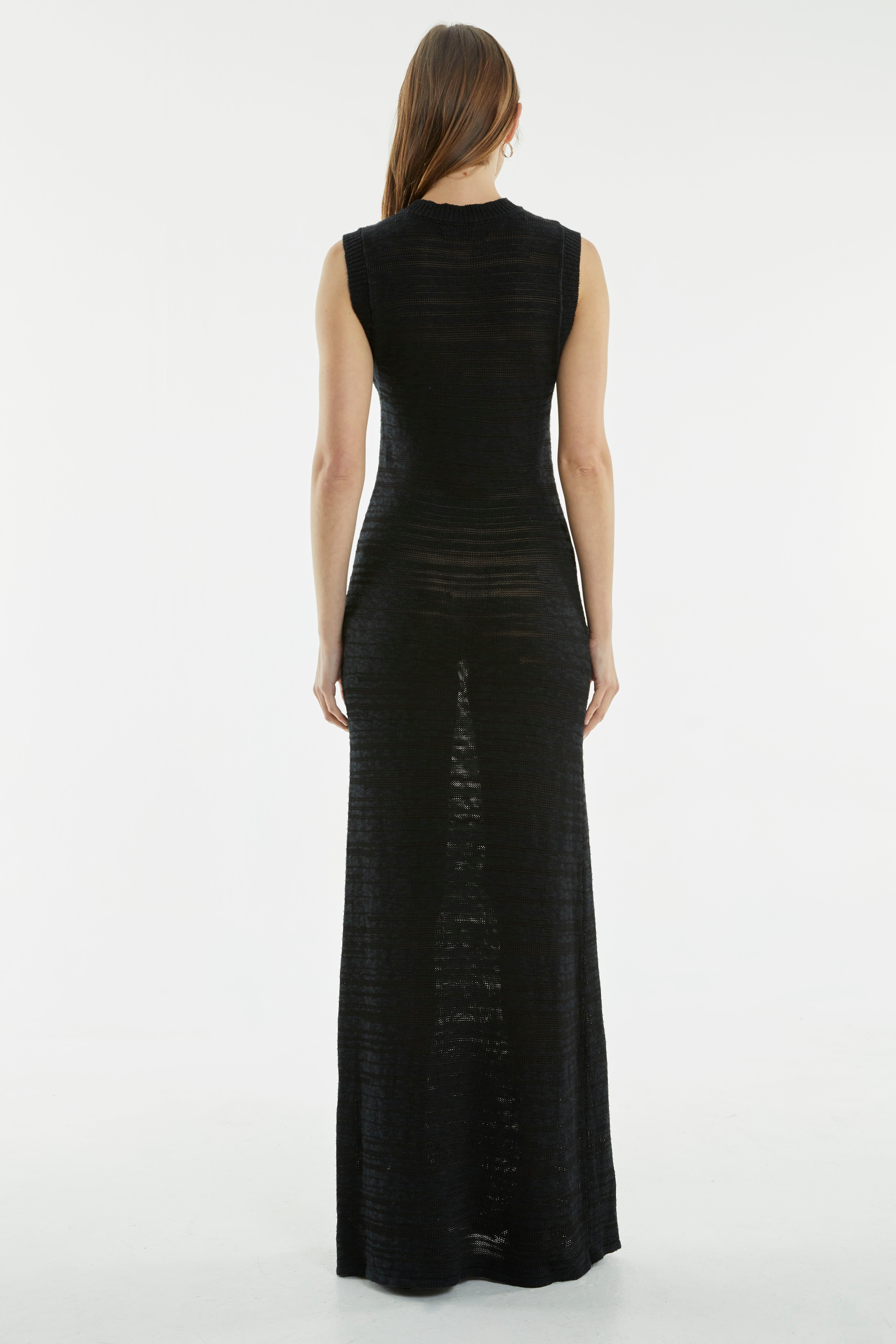 HAZE KNIT MAXI TANK DRESS | BLACK THIRD FORM - International HAZE KNIT MAXI TANK DRESS | BLACK THIRD FORM - International
