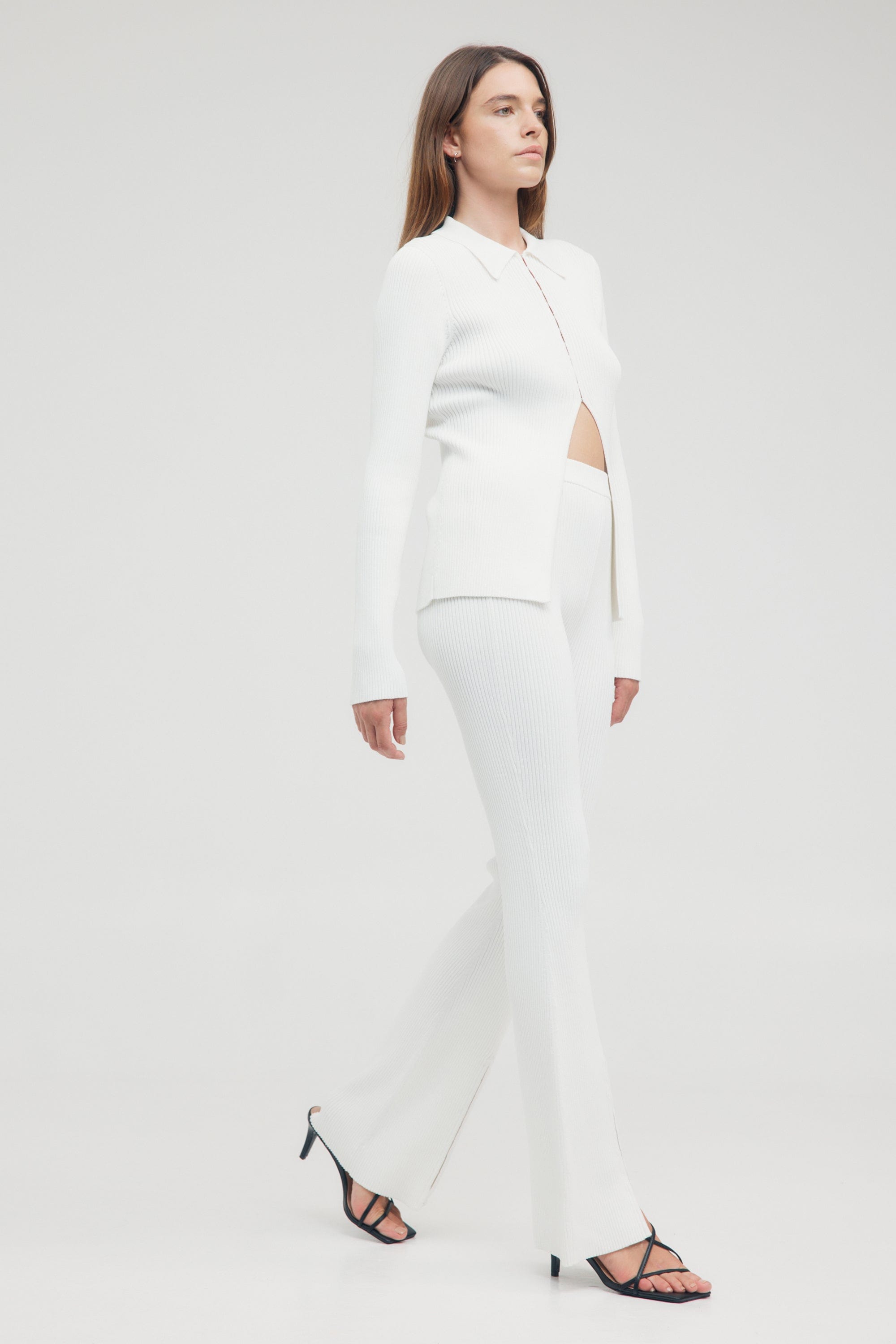 HOOKED IN KNIT FLARE PANT  OFF WHITE — THIRD FORM - International