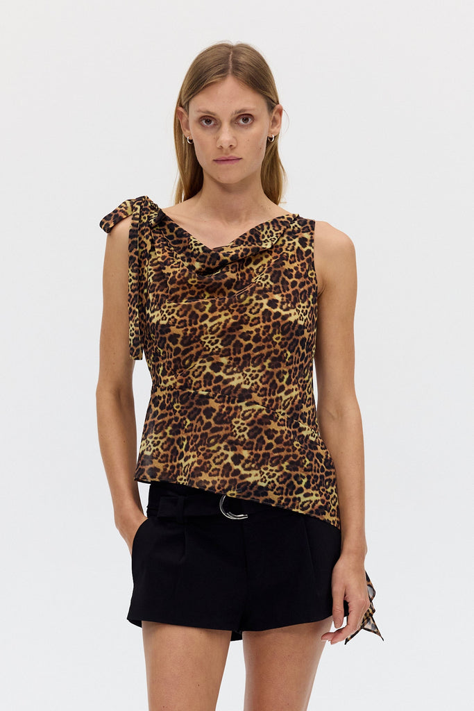 INSTINCT ASYMETRIC CAMISOLE | LEOPARD | THIRD FORM | Women's