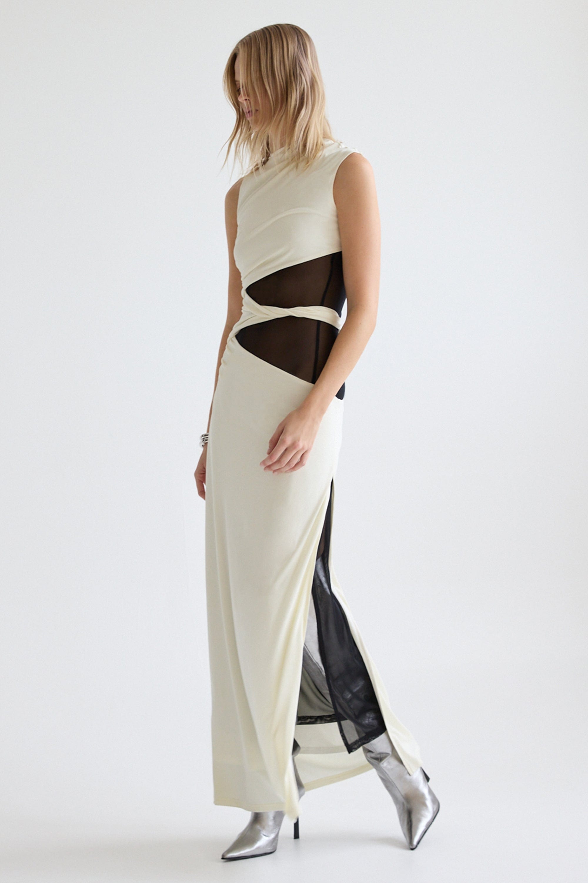 INTERWEAVE DRAPE MAXI DRESS | CREAM & BLACK | THIRD FORM | Women's Australian Fashion THIRD FORM - International INTERWEAVE DRAPE MAXI DRESS | CREAM & BLACK | THIRD FORM | Women's Australian Fashion THIRD FORM - International