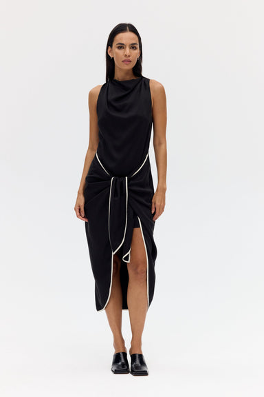 THIRD FORM LINGER TIE MIDI DRESS | NOCTURNE