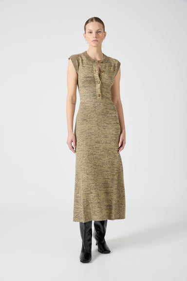 THIRD FORM MELANGE KNIT MIDI DRESS | PEBBLE