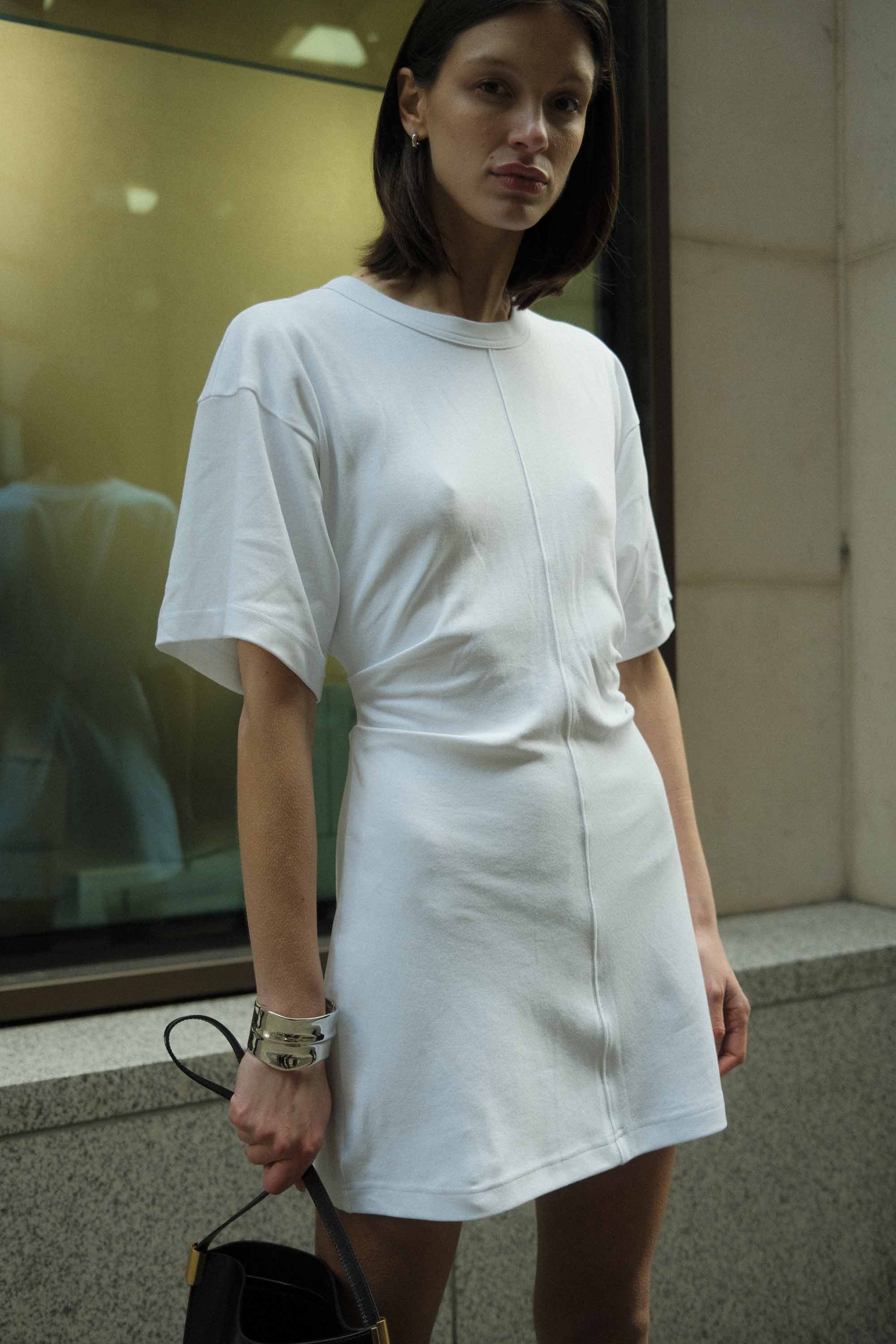 t shirt dress white CurveWow Oversized T-Shirt Dress White Curvewow