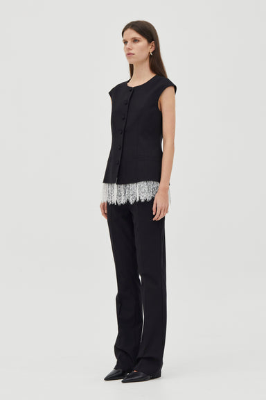 THIRD FORM NOCTURNE LACE TRIM VEST | NOIR