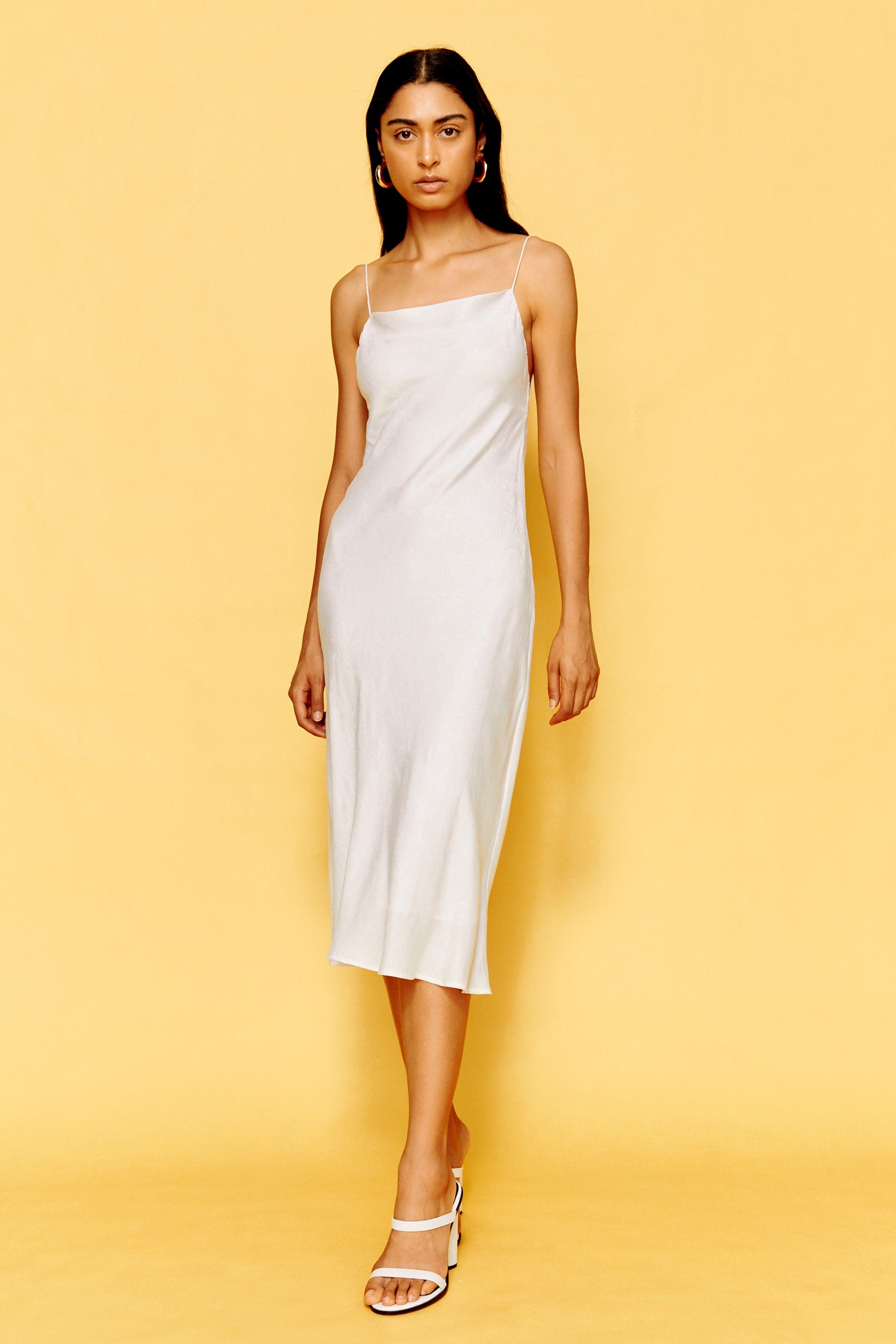 PAISLEY BIAS SLIP DRESS | WHITE THIRD FORM - International PAISLEY BIAS SLIP DRESS | WHITE THIRD FORM - International