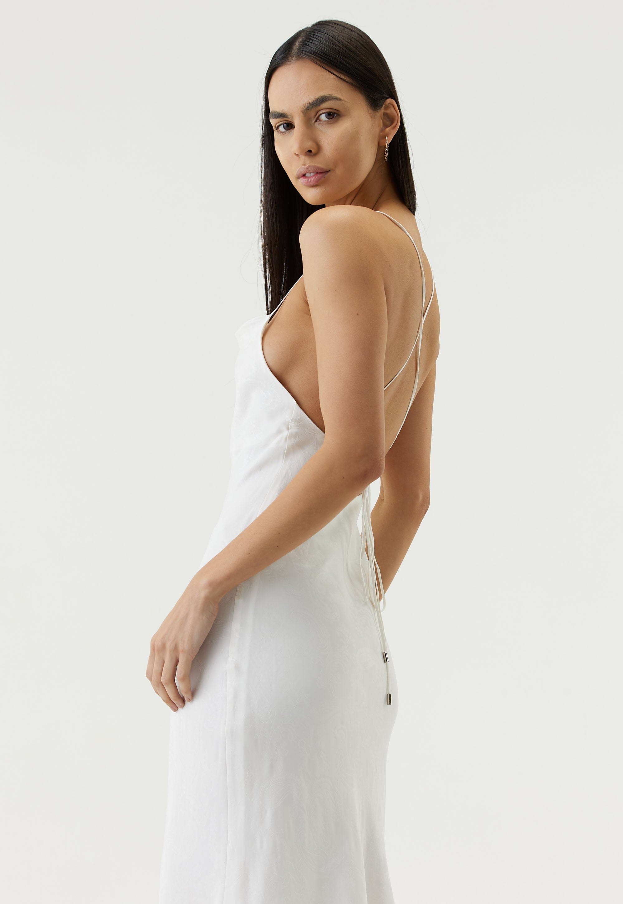 PAISLEY BIAS SLIP DRESS | WHITE THIRD FORM - International PAISLEY BIAS SLIP DRESS | WHITE THIRD FORM - International