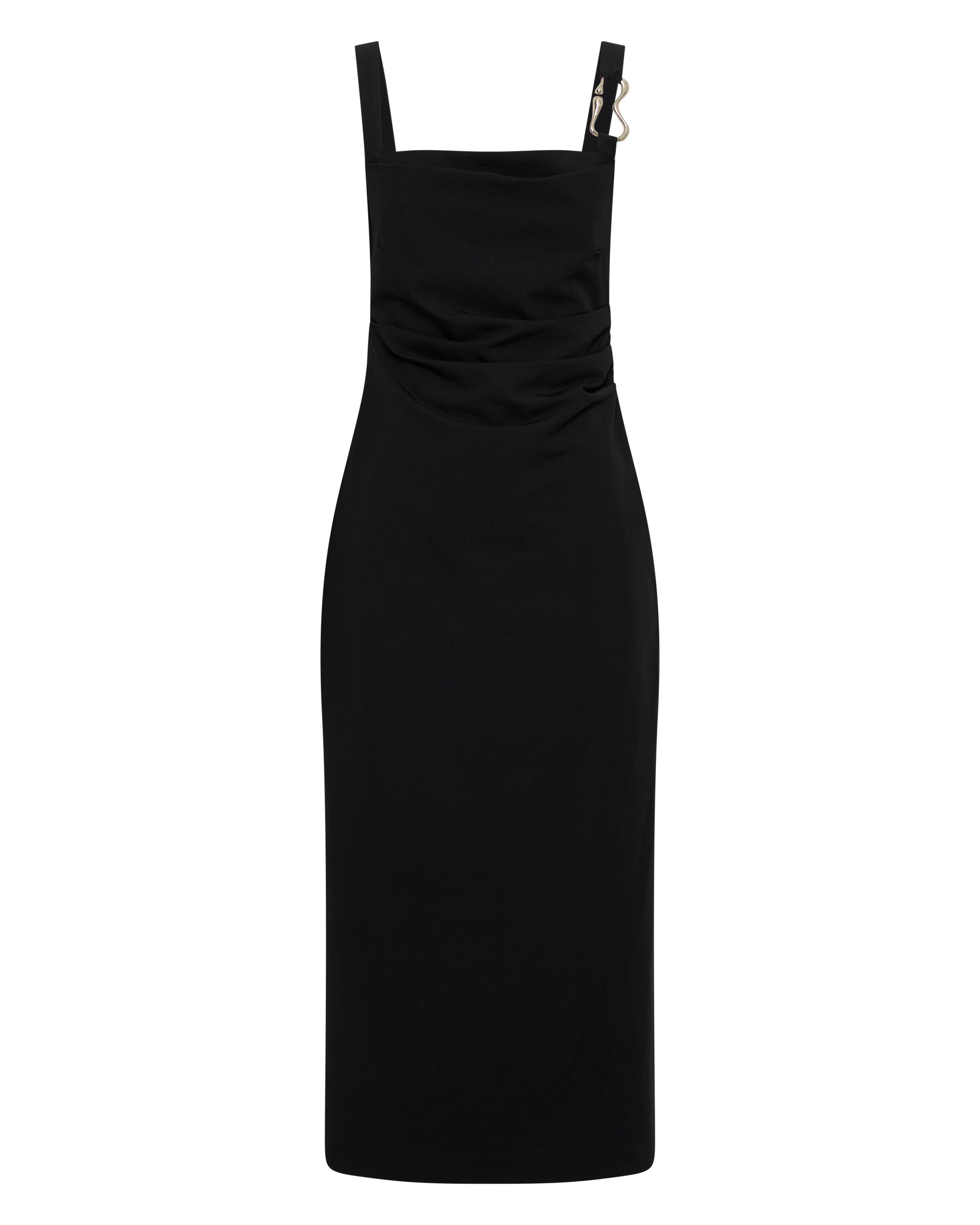 PARADIGM TUCKED MIDI DRESS | BLACK | Third Form | Women's Midi Dresses | Shop Now — THIRD FORM