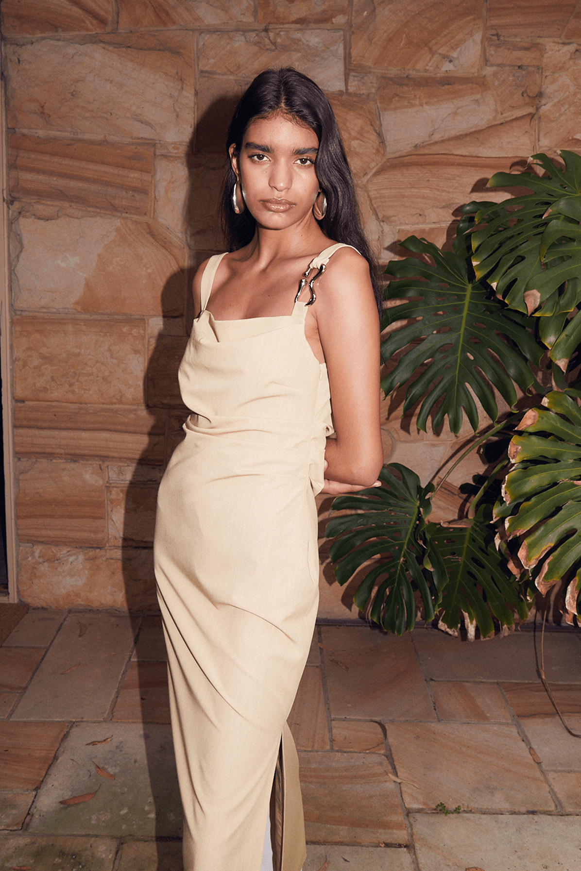form fitting midi dresses Shop the Skyla Shirred Midi Dress in Mauve